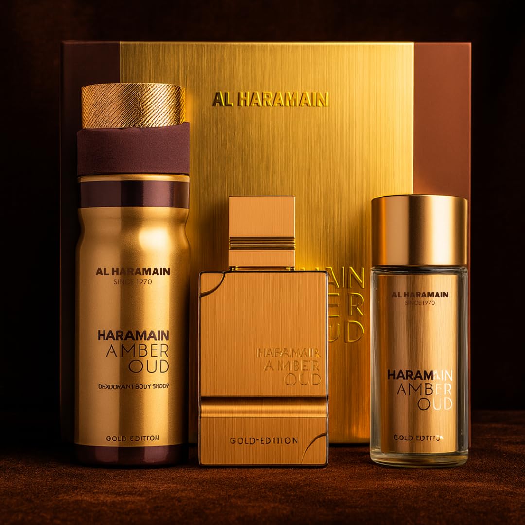 Al Haramain Amber Oud - Gold Edition - Body Spray, Cologne for Men and Women - Woody, Musk Fragrances - Perfume for Men and Women - Giftset - 3 Pc