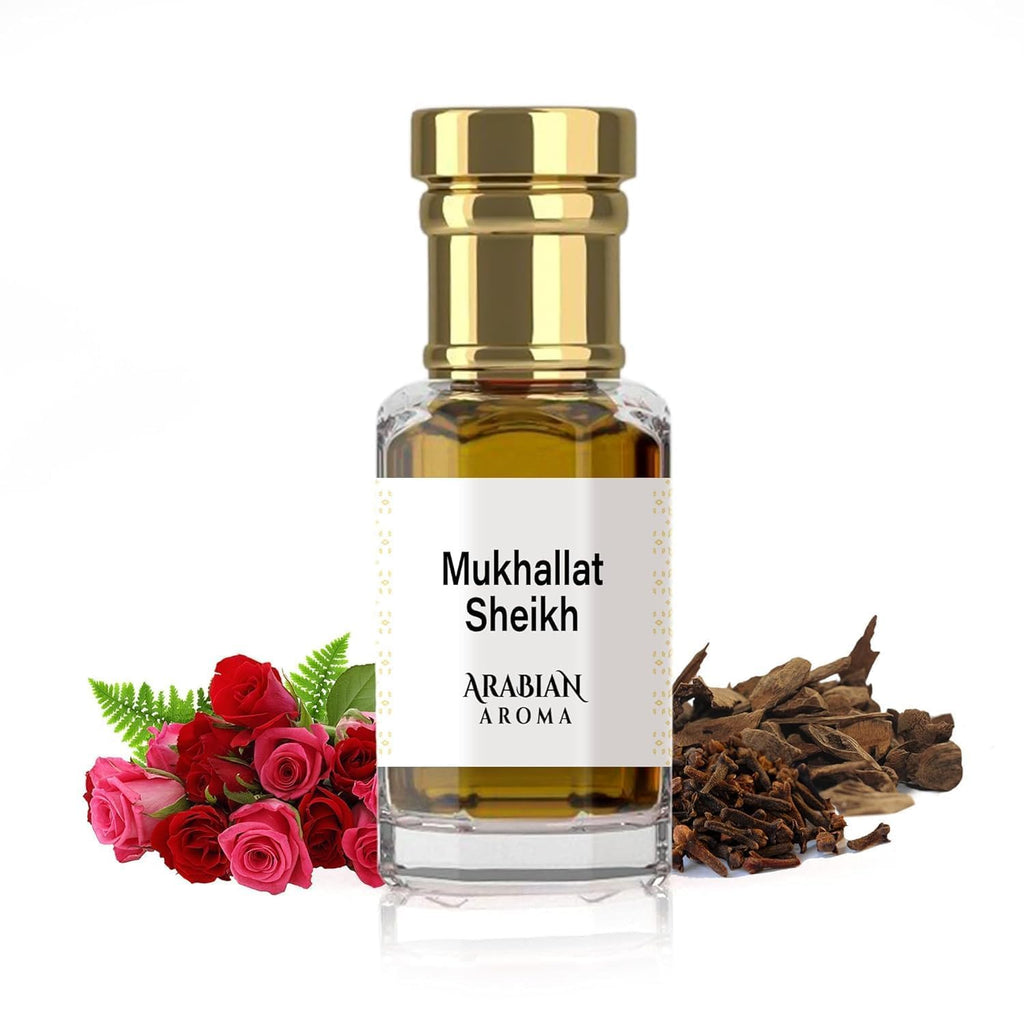 RF Arabian Mukh.allat Sheikh Attar | Woody Oud & Rose Fragrance | Alcohol-Free, Long-Lasting | 100% Pure Perfume | Ittar For Men & Women | Fresh Spicy Woody Attar for Men (6ml)