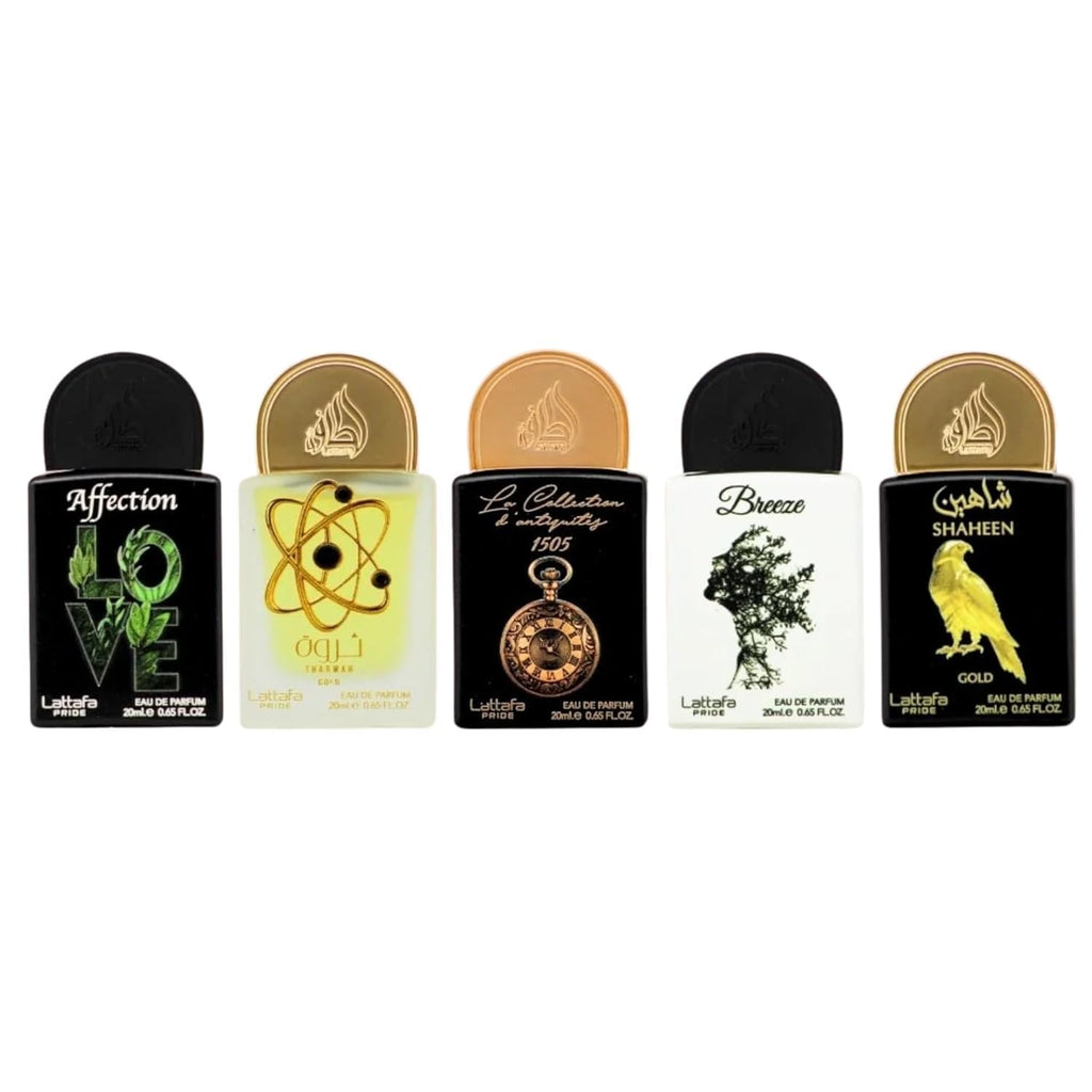 Lattafa Pride Gift Sets – Long Lasting Arabian Perfumes for Women Collection No.1 (5 x 20ml) – Eau de Parfum Spray – Elegant Ladies Perfume with Luxurious Scents – Premium Gift Box for Every Occasion