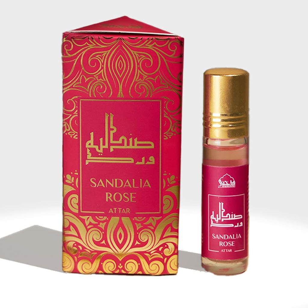 Dukhni Sandalia Rose Attar Oil Arabic Perfume Oils For Men And Women 100% Pure Ittar Roll On Perfume, Chandan, Sandal, Sandalwood Oil Eid, Ramadan Gifts, Non Alcoholic & Vegan Fragrance