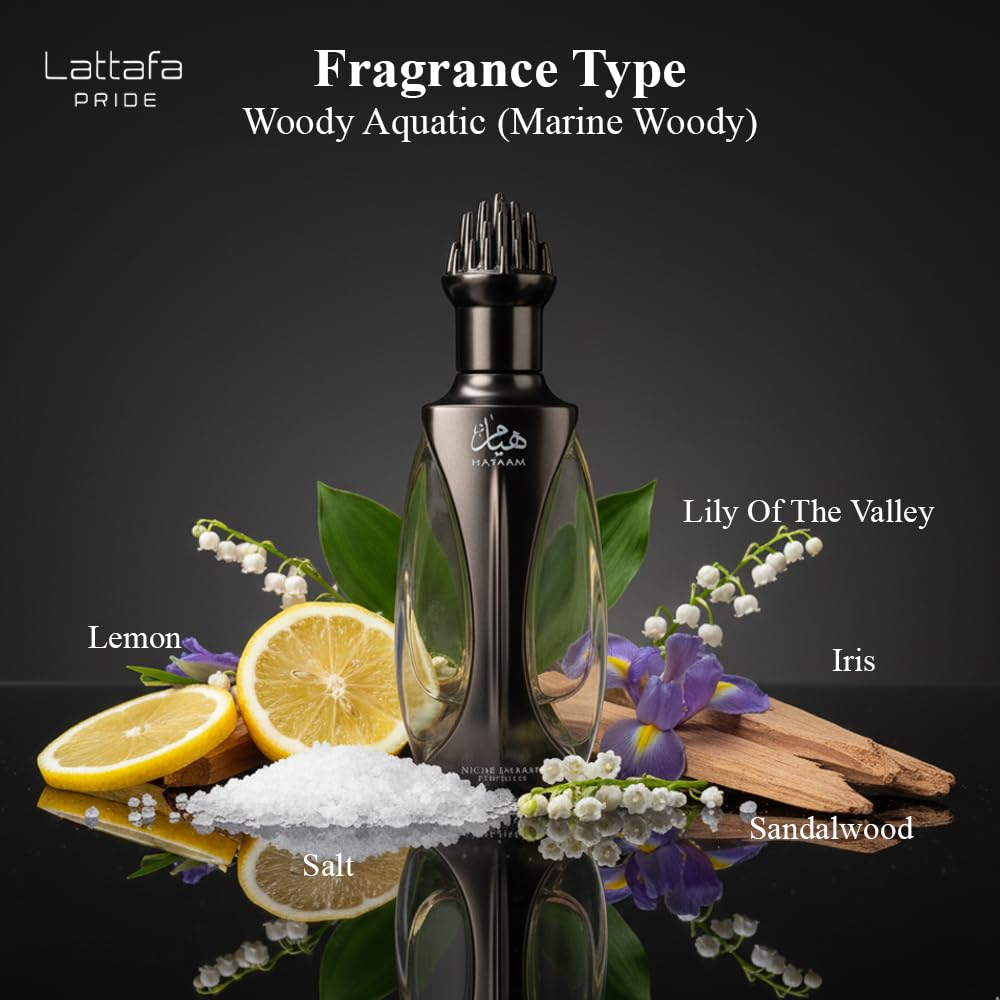 Lattafa Niche Emarati Hayaam – Marine, Citrus, Floral, Woody – Eau de Parfum Long-Lasting Fragrance for Everyone, 3.4 Ounce / 100 ml
