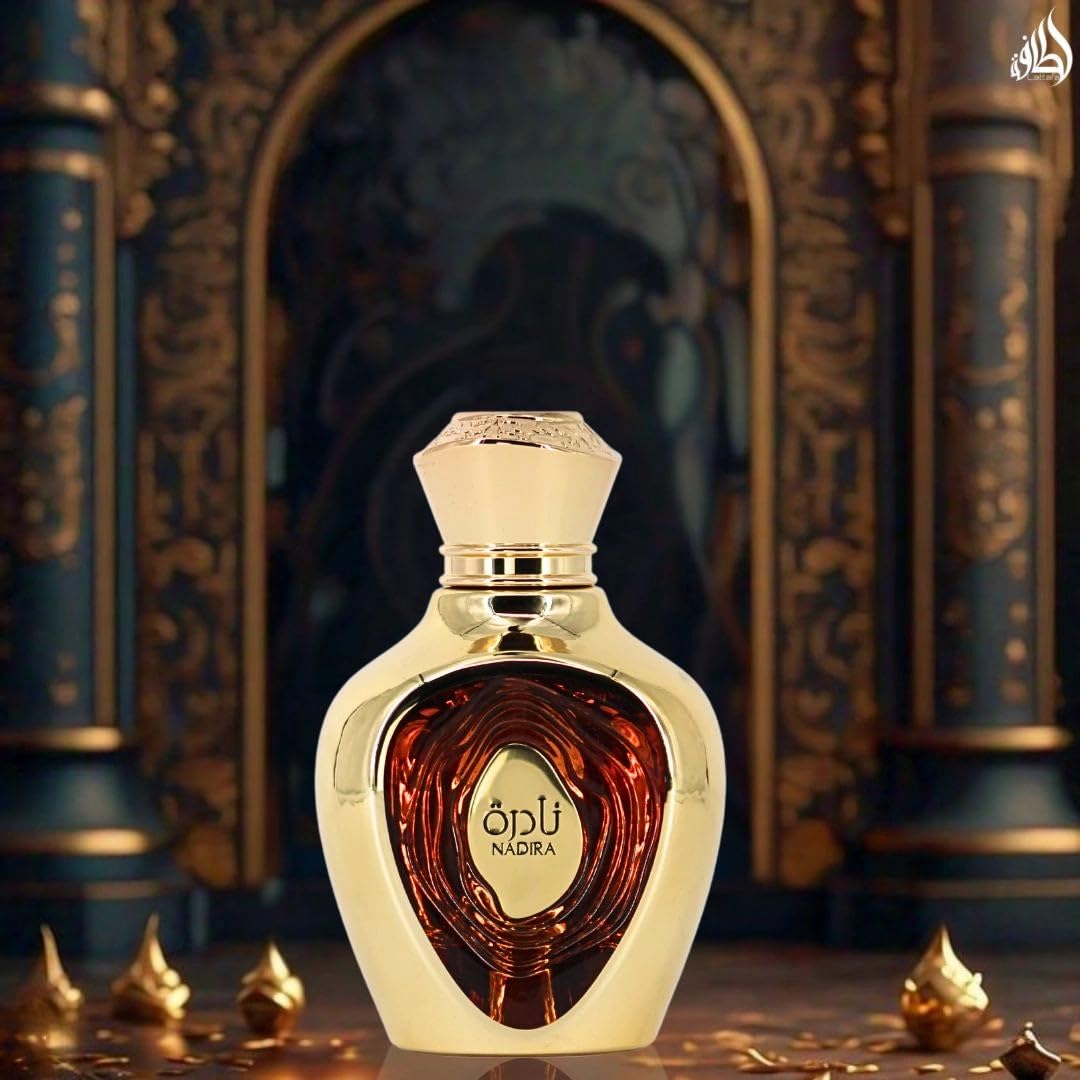 Lattafa Niche Emarati Nadira Eau de Parfum for Women - 100ml (3.4 oz) | Tropical Gourmand Perfume with Caramel, Milk & Juicy Fruits | Sweet, Creamy & Addictive | Long-Lasting Luxurious Fragrance