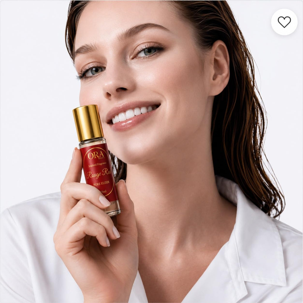 ORA Scents Rouge Red Roll-On Perfume Oil 10ml - Long Lasting Alcohol-Free Fragrance Oil, Travel Size Rollerball for Women & Men - Amberwood, Jasmine & Cedar Notes