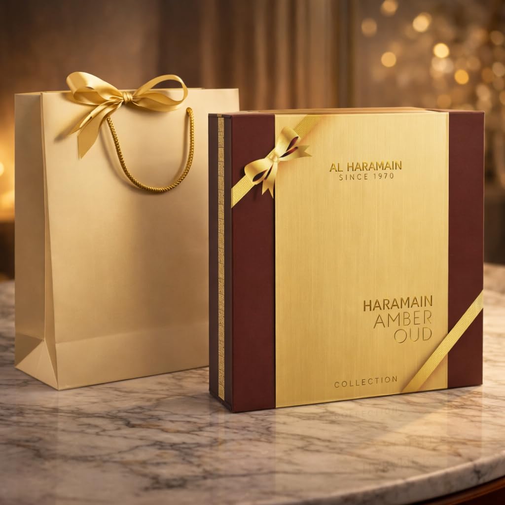 Al Haramain Amber Oud Collection - Gold, Blue, White, Carbon - 4 x 60ml (2.0 oz) EDP Spray - Luxury Unisex Cologne & Perfume Gift Set for Men & Women - Long-Lasting Arabian Fragrance (Bundle)