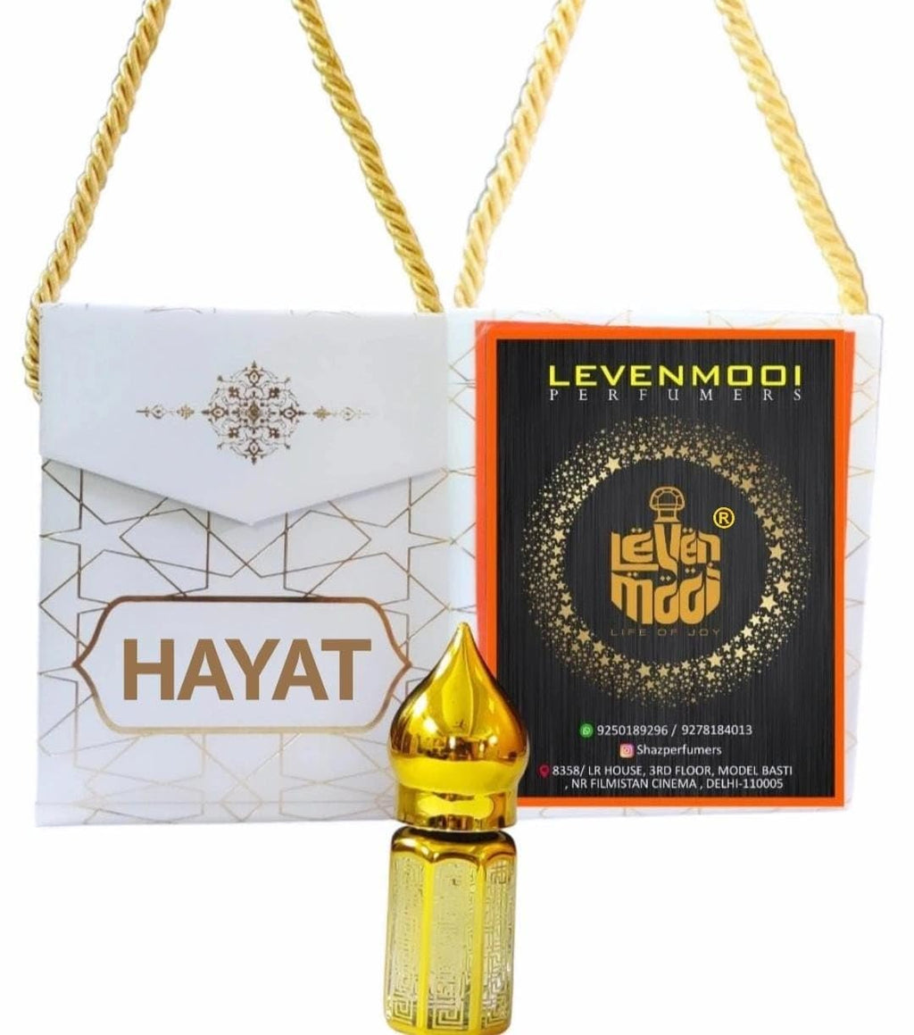 Levenmooi HAYYAT 12ml Attar Suitable for Daily uses, Occasions & parties long lasting Fragrance roll on Perfume Oil Leak proof available in travel size for unisex with elegant bag