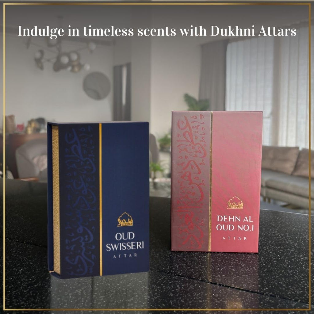 Dukhni Oud Swisseri & Dehn al Oud Attar 6ml Luxury Arabic Perfume Oil & 6ml Smokey Oudh Perfume Oil | Arabian perfume oil for men and women, pure arabic fragrances, Islamic & Eid gifts