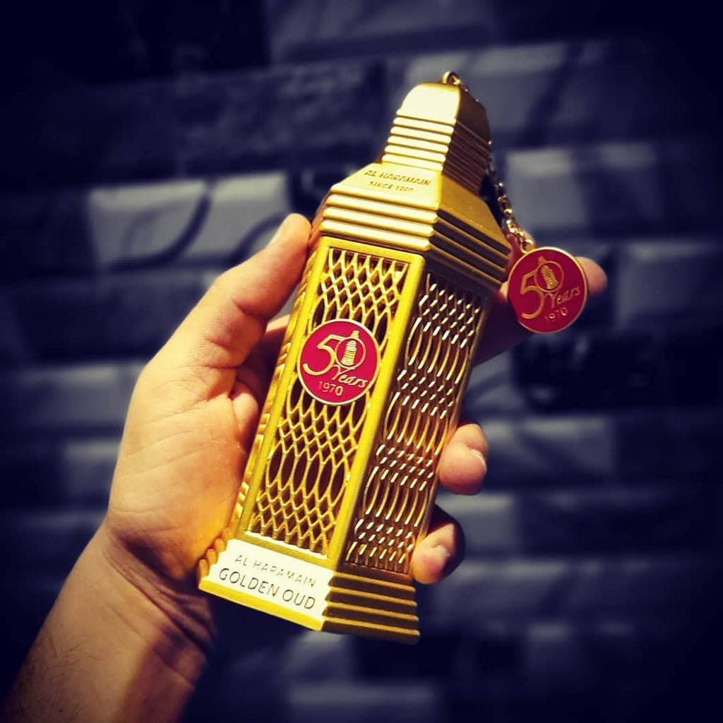 Al Haramain Golden Oud - Perfume for Women and Men - Amber Spicy fragrance - Timeless Elegance with Notes of Thyme and Sandalwood - 3.4 oz EDP Spray