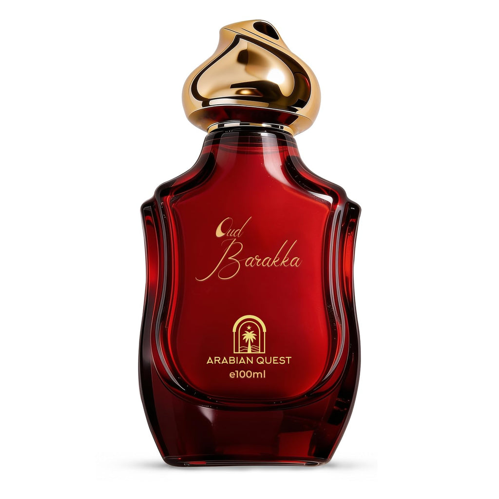 ARABIAN QUEST OUD BARAKKA Extrait de Parfum 100ml (3.3 Fl Oz) | Long-Lasting Niche Unisex Floral Woody Oriental Fragrance with Bulgarian Rose, Guaiac Wood & Agarwood