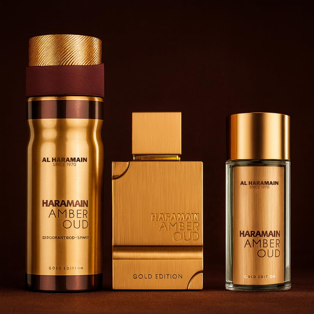 Al Haramain Amber Oud - Gold Edition - Body Spray, Cologne for Men and Women - Woody, Musk Fragrances - Perfume for Men and Women - Giftset - 3 Pc