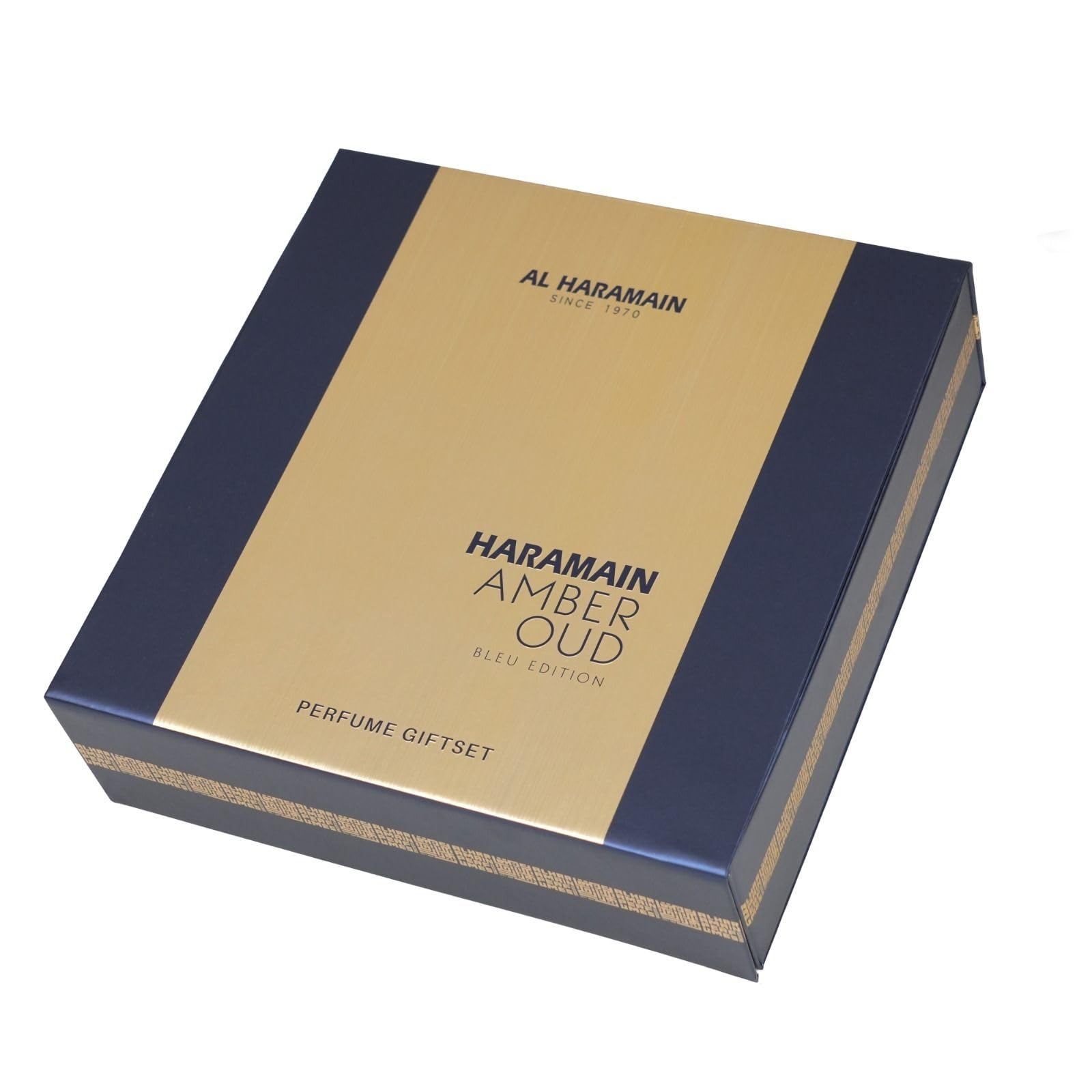 Al Haramain Amber Oud Bleu Edition Arabian Perfume Gift Set for Men and Women - 2.5 oz Eau de Parfum, 1 oz EDP, and 6.6 oz Body Spray - 3 Piece Set