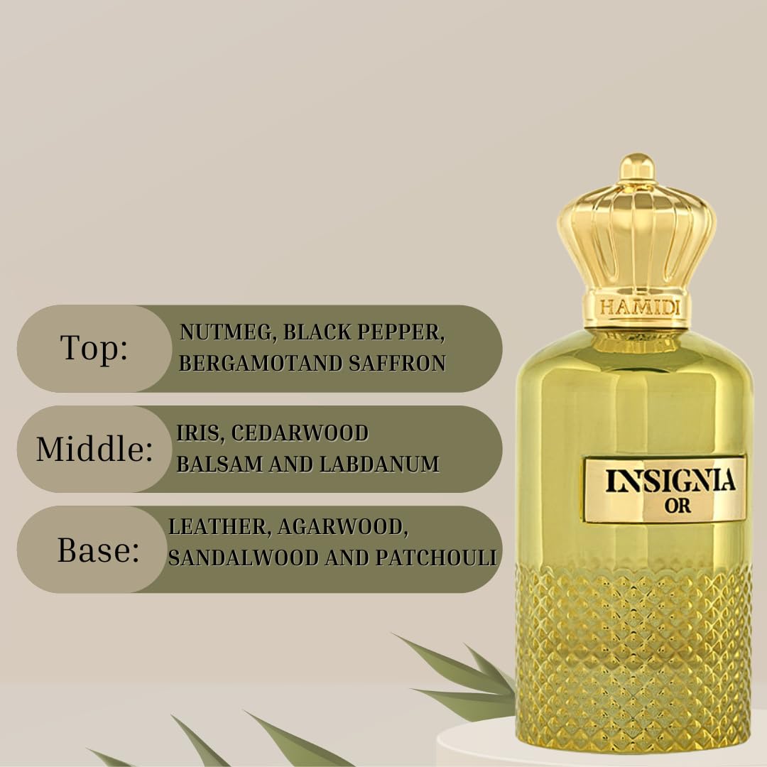 Hamidi INSIGNIA OR Eau De Parfum Spray 105ML (3.5 OZ) - Long Lasting Perfume for Women & Men, Captivating & Harmonious Blend, Unisex Perfume