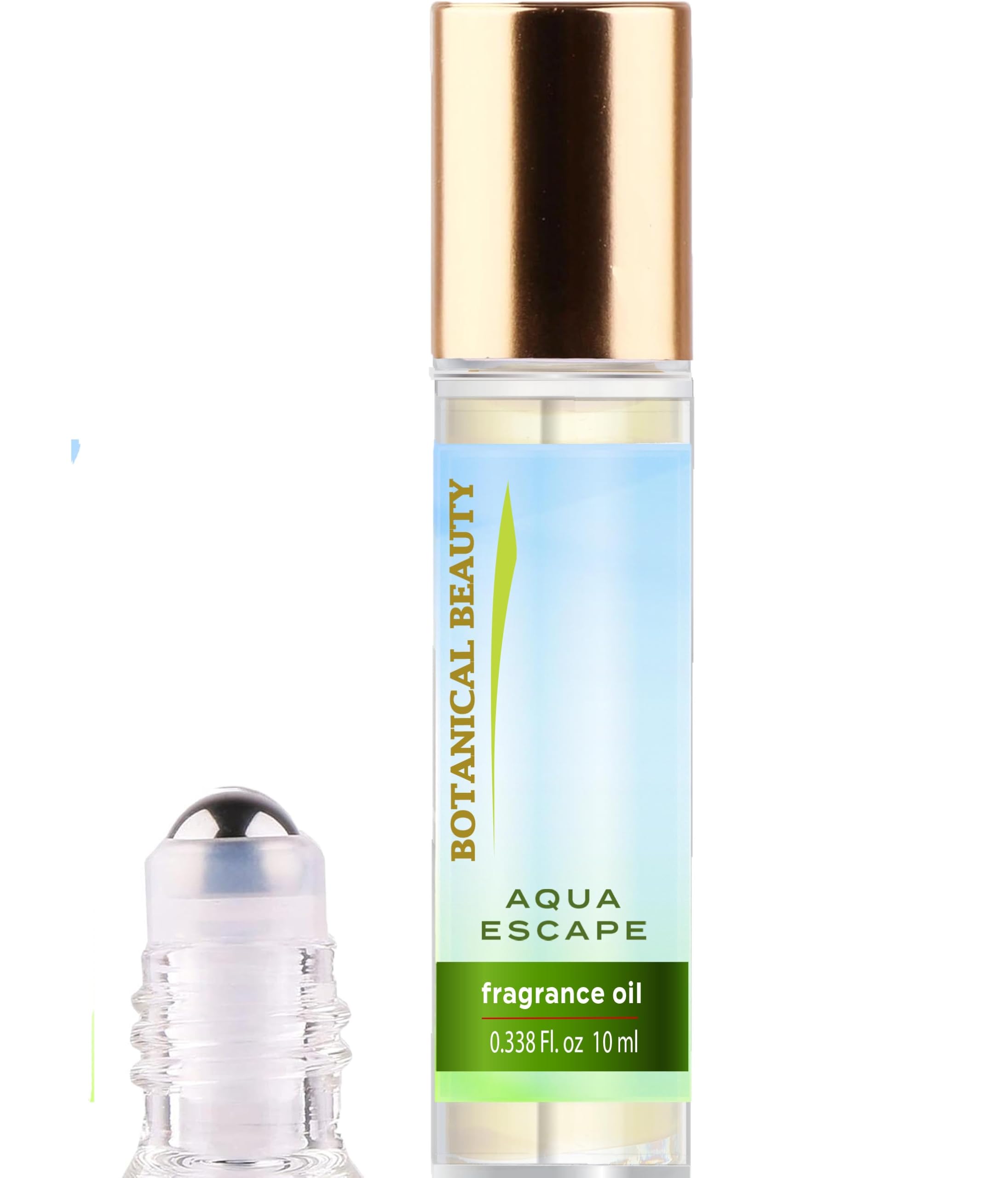 Botanical Beauty AQUA ESCAPE FRAGRANCE OIL ROLL-ON 0.338 Fl Oz 10 ml Rollerball Perfume, Long Lasting an luxury scent, blends of Ocean, Clean Water, Sea Spray, Sunstone, Salty, Sea Salt, Marine Musk