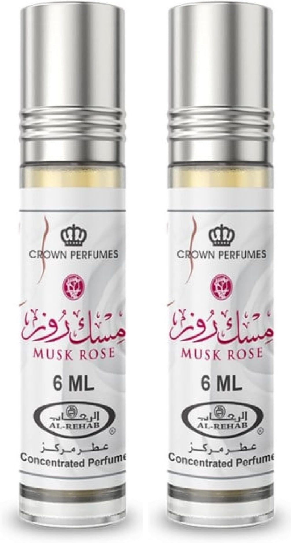 Al Rehab Musk Rose Concentrated Perfume Oil for Women, 0.2 Ounce / 6ml (Pack of 2)