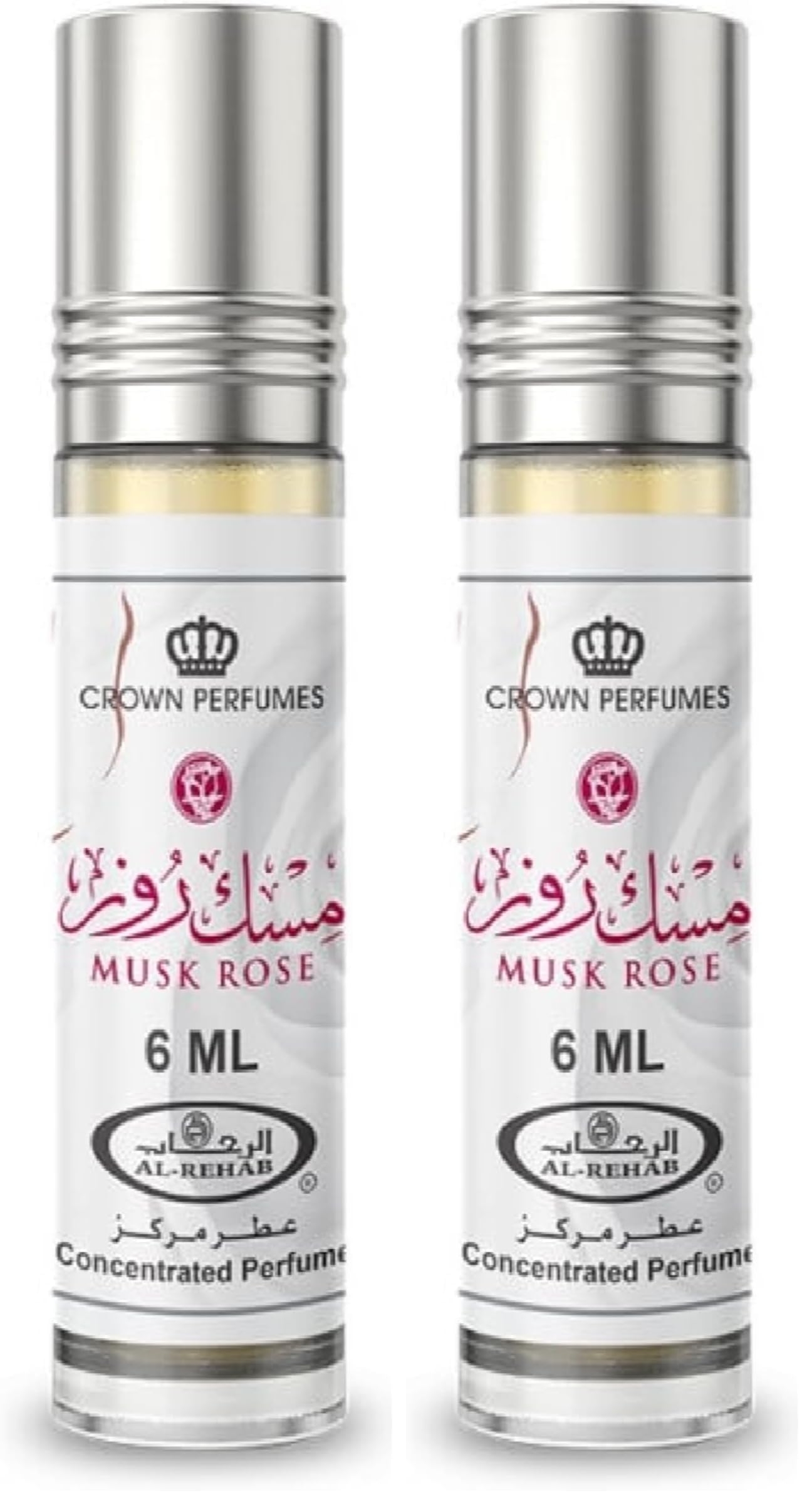Al Rehab Musk Rose Concentrated Perfume Oil for Women, 0.2 Ounce / 6ml (Pack of 2)