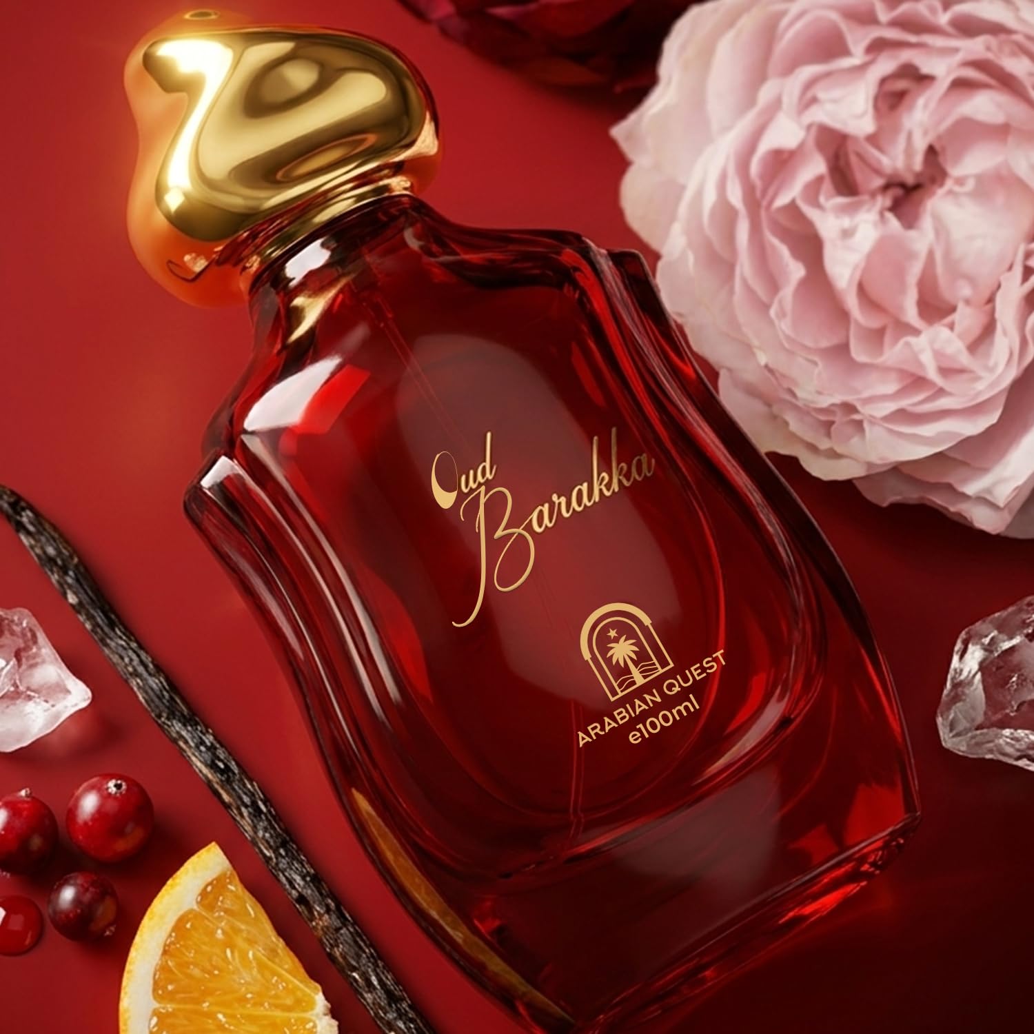 ARABIAN QUEST OUD BARAKKA Extrait de Parfum 100ml (3.3 Fl Oz) | Long-Lasting Niche Unisex Floral Woody Oriental Fragrance with Bulgarian Rose, Guaiac Wood & Agarwood