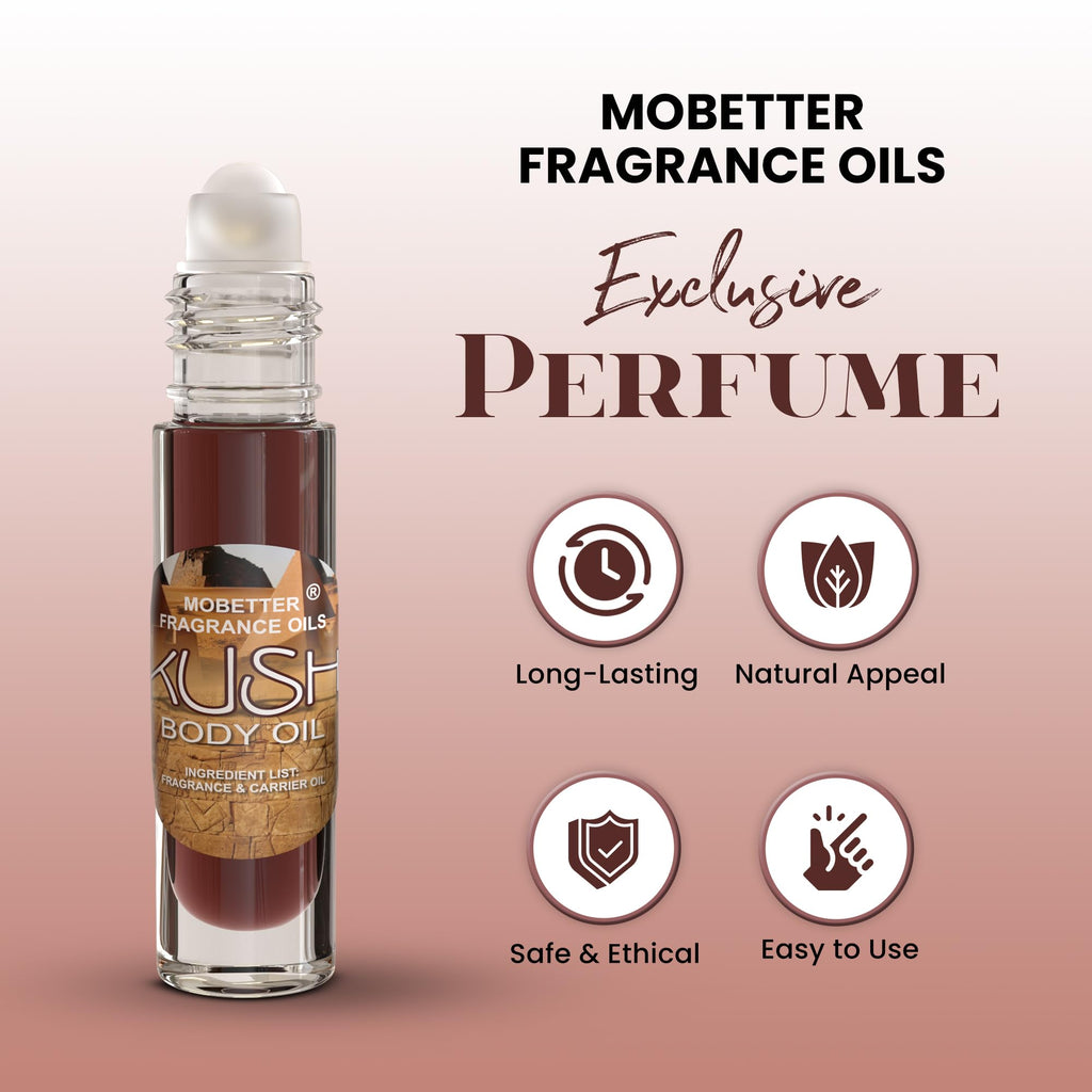 MOBETTER FRAGRANCE OILS Kush Perfume Fragrance Oil Body Oil 0.33 Oz Roll On Glass Bottle Uncut, Travel Size