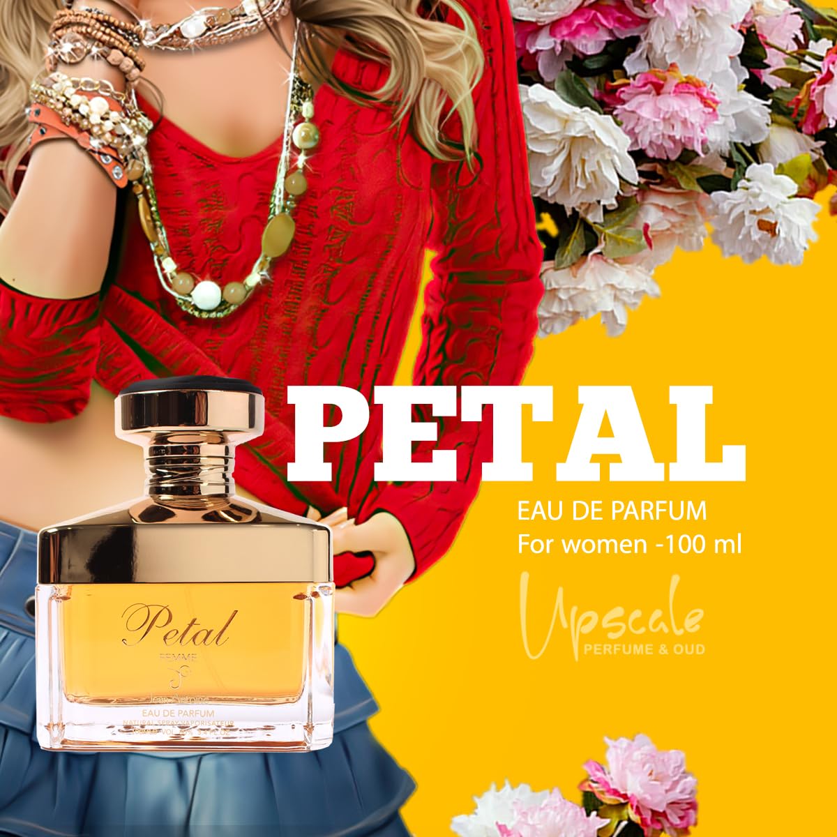 ††† Upscale Perfume &Oud co. Petal Eau De Parfum Spray for Women - 3.4 Fl Oz (100 ml) عطر بيتال