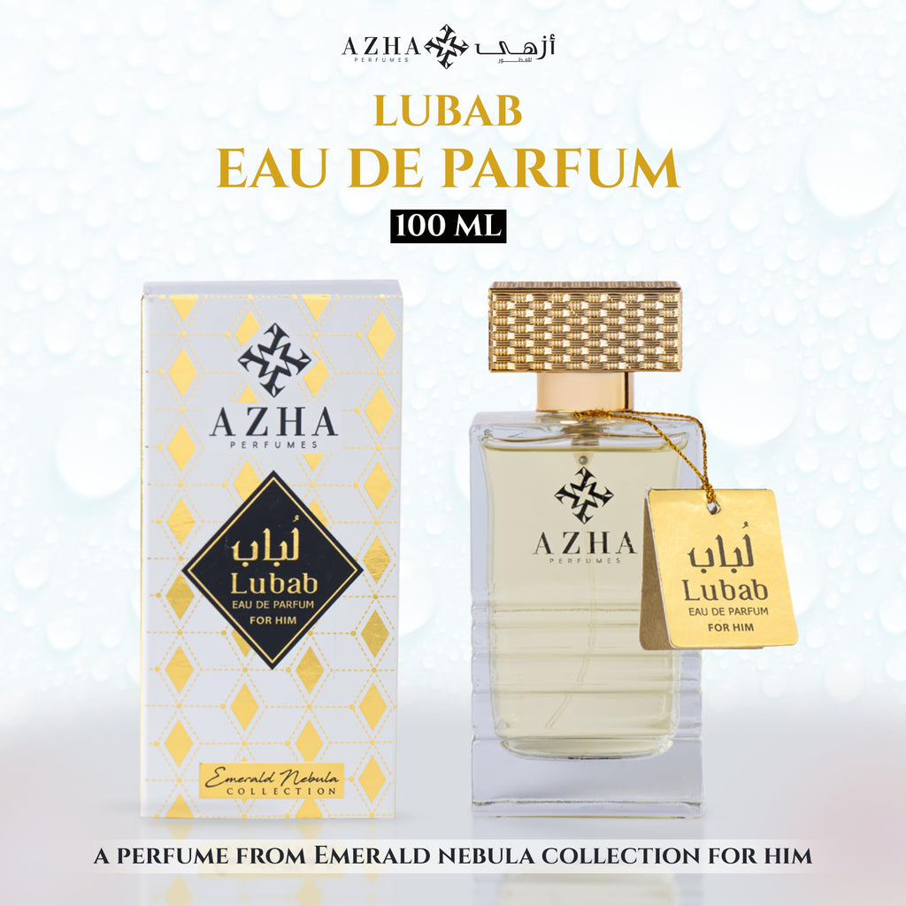 Azha Perfumes Emerald Nebula Lubab Eau de Parfum for Men, 3.4 Fl Oz / 100 mL, Long Lasting Arabian Perfume Spray, Aromatic Amber Fragrance with Atemisia, Orris, Amber Patchouli, Luxury Scent