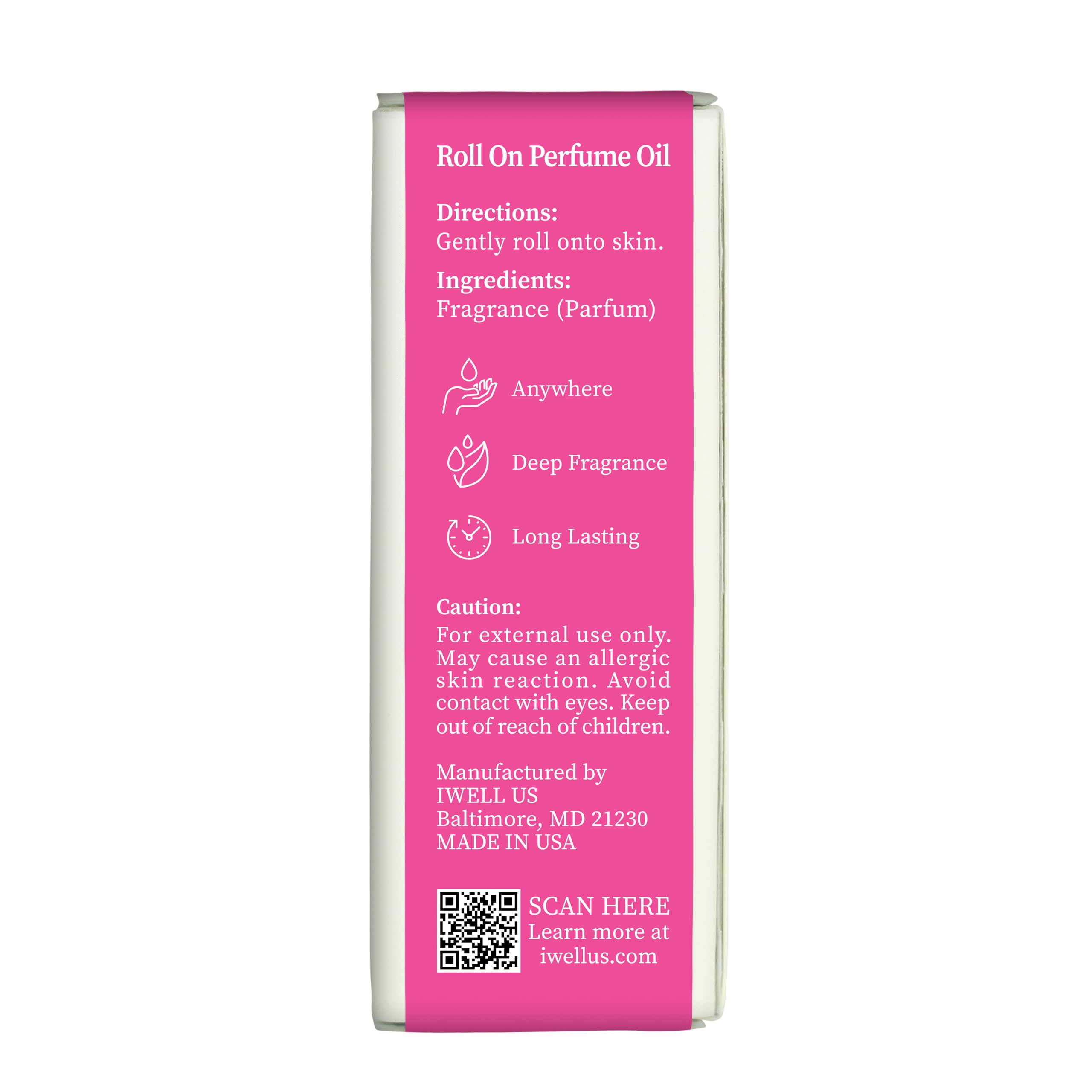 Well's Oil Roll-On Perfume Oil (Pinky Sugar) | Oil-Based Fragrance | Long-Lasting Wear | Paraben-Free | 0.33 fl oz / 10 ml