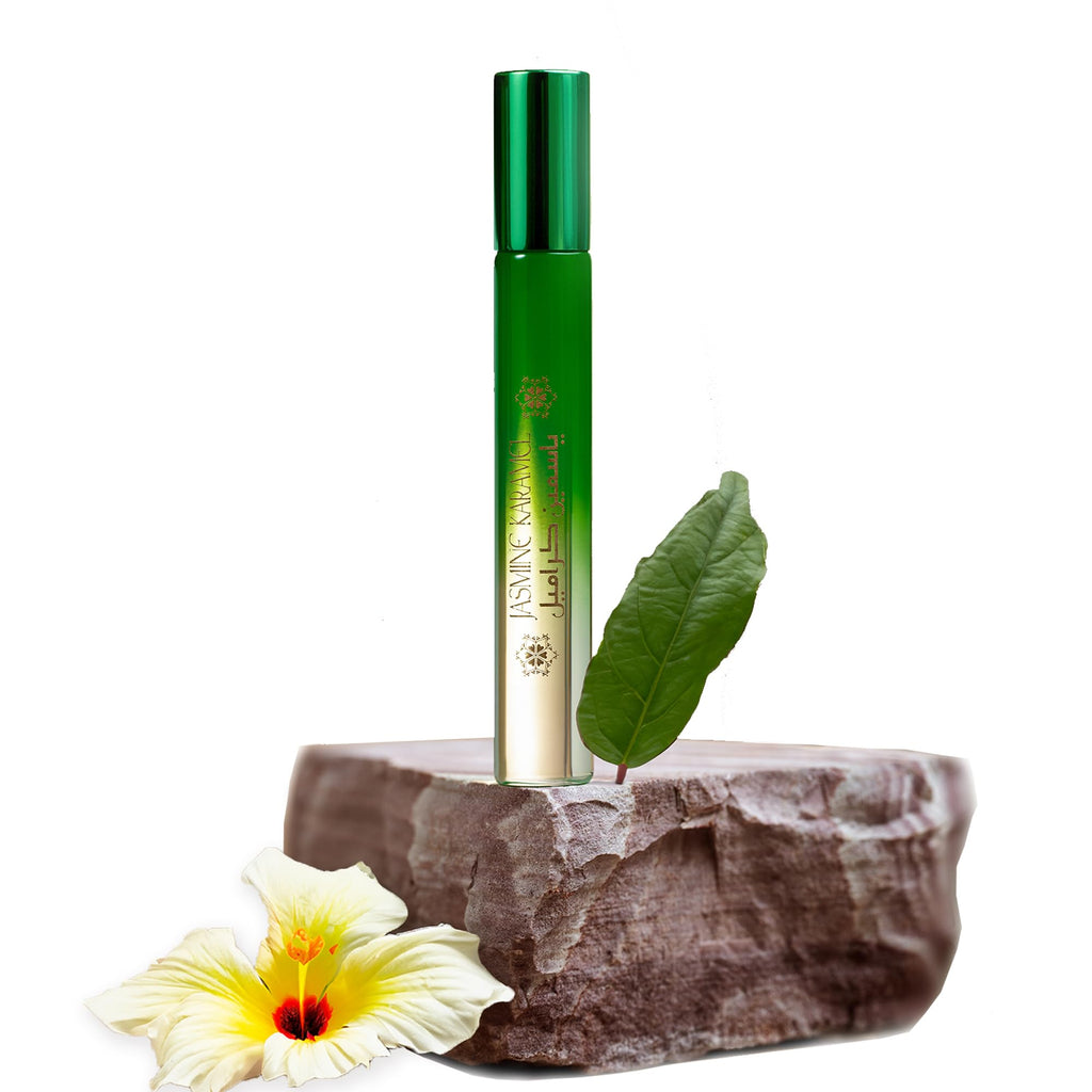 Jasmine Karamel Natural - Organic Perfume Oil Royal Egypt Goddess For Body & Hair - Long Lasting Highly Concentrated - Vegan Chemical Free - Sweet & Delicious - Notes of Hibiscus Aloeswood (10 ml)