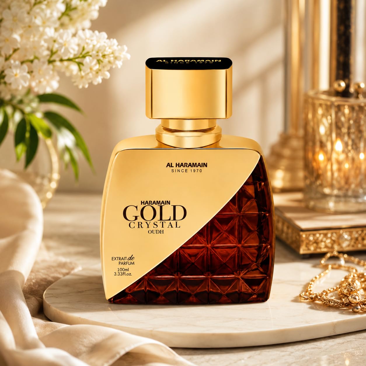 Al Haramain Gold Crystal Oudh Extrait de Parfum Spray for Men, 3.4 Ounce
