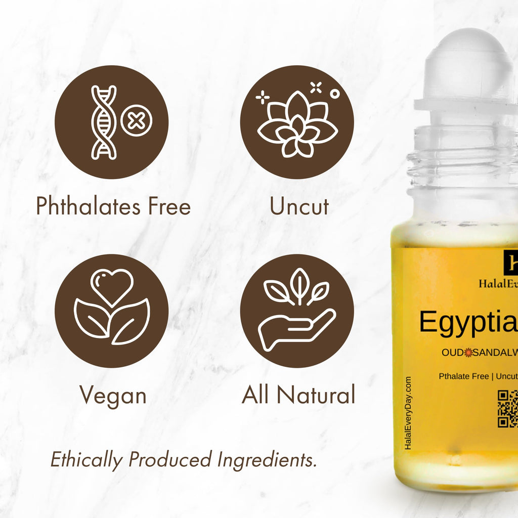 Egyptian Musk Body Oil – 1 oz Glass Roll-On Bottle | Alcohol-Free & DPG-Free Perfume Oil for Body, Hair & Skin by Halal Everyday