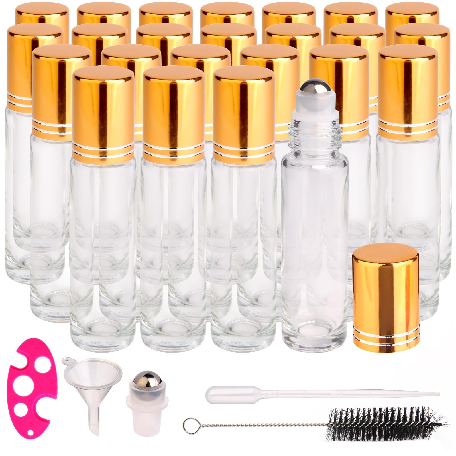 Clear Roller Set – 24-Pack 10ml Glass Bottles