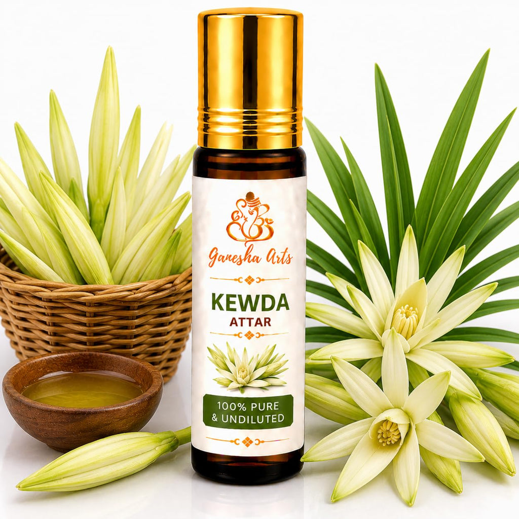 Ganesha Arts Kewda Attar Perfume Oil | Premium Alcohol Free Fragrance, 10 ML