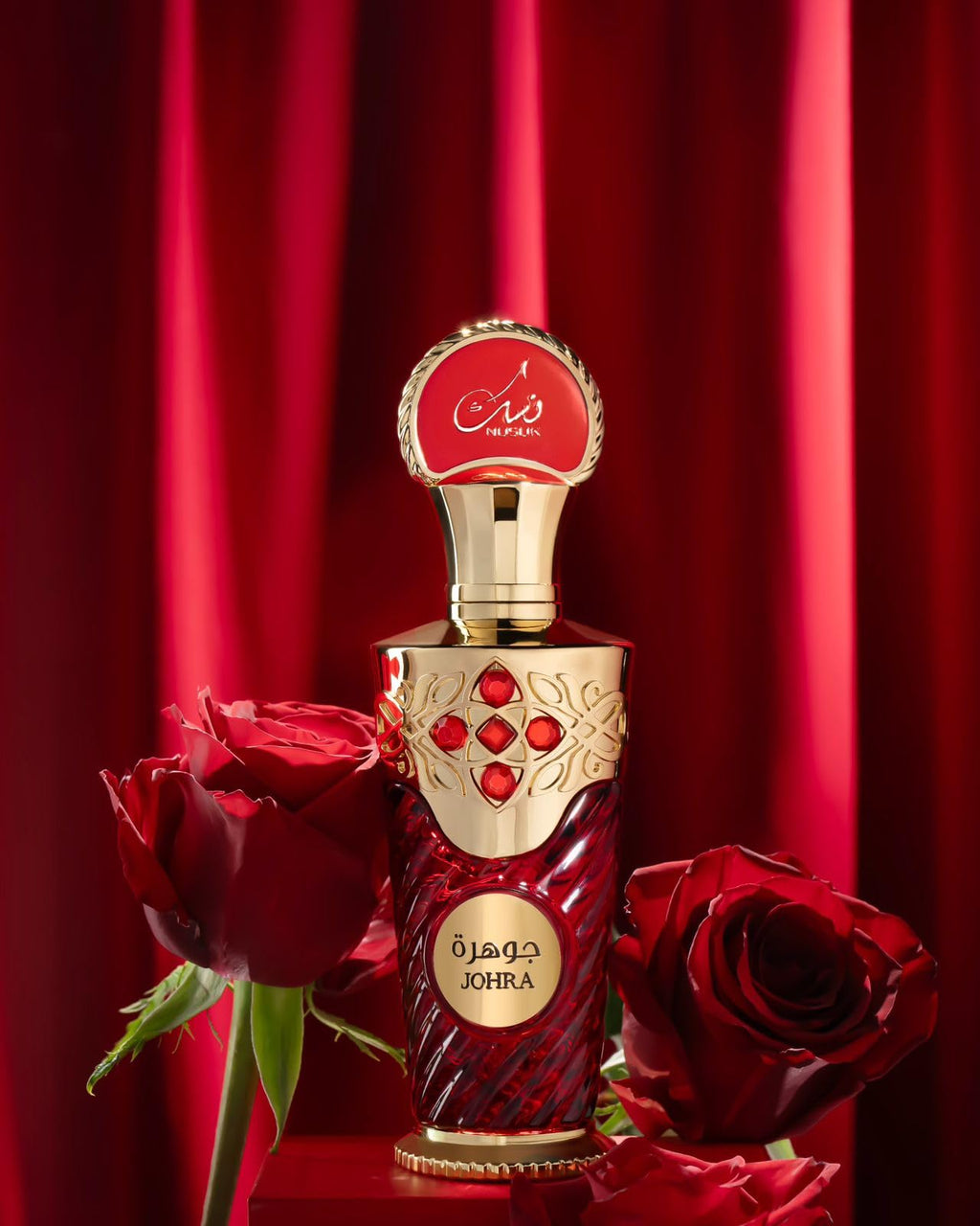 Nusuk Johra Extrait De Parfum - Unisex Long Lasting Perfume Hibiscus, Vanilla & Amber Fragrance Elegant Day-to-Night Scent Spray Glass Bottle 100ml