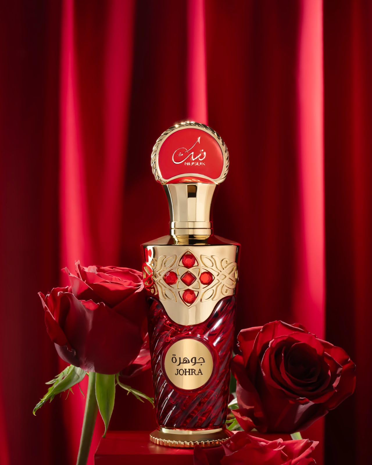 Nusuk Johra Extrait De Parfum - Unisex Long Lasting Perfume Hibiscus, Vanilla & Amber Fragrance Elegant Day-to-Night Scent Spray Glass Bottle 100ml