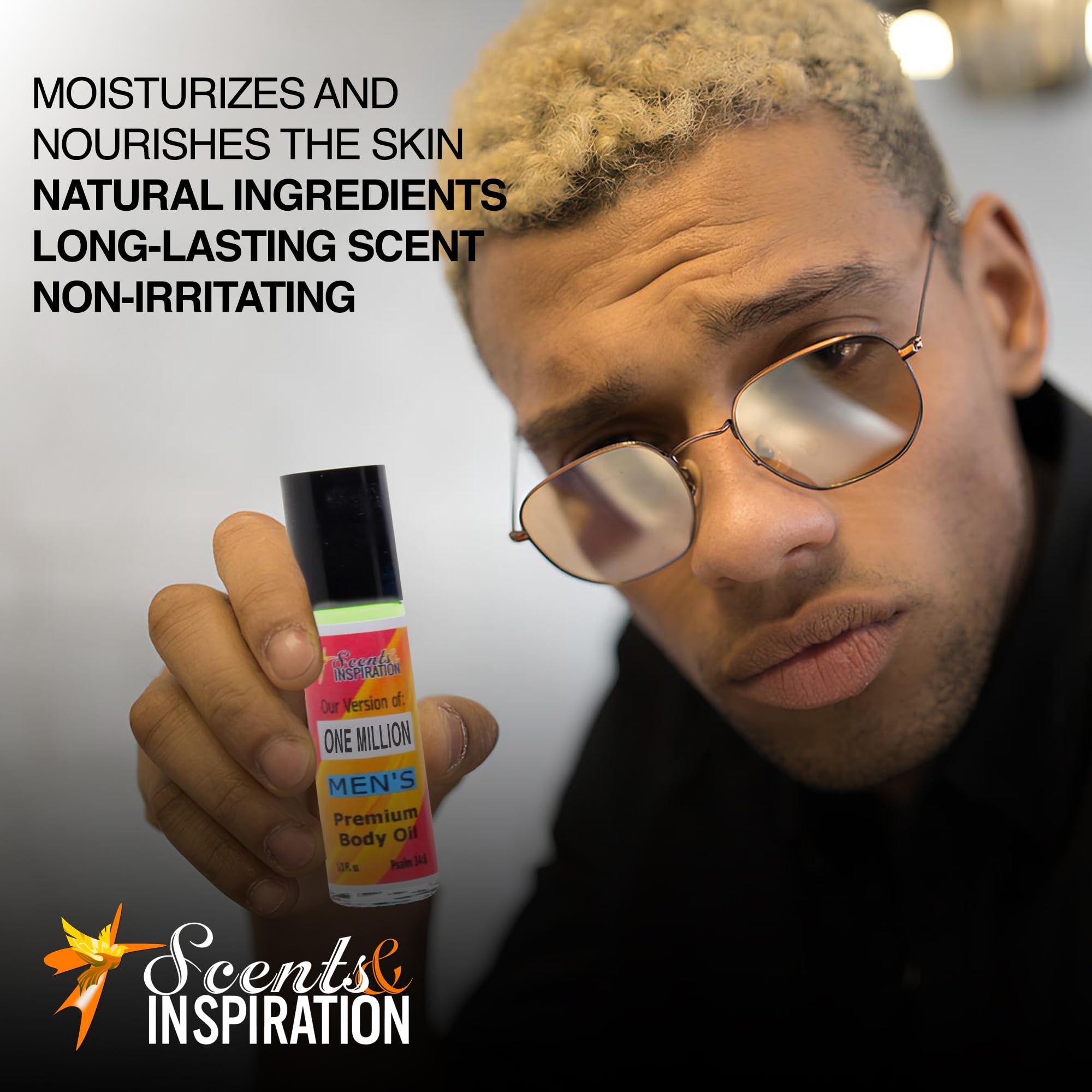 Scents & Inspiration One Million Roll-On Fragrance Oil Alcohol-Free, Long-Lasting Men’s Fragrance | Travel Size | 1/3 fl oz
