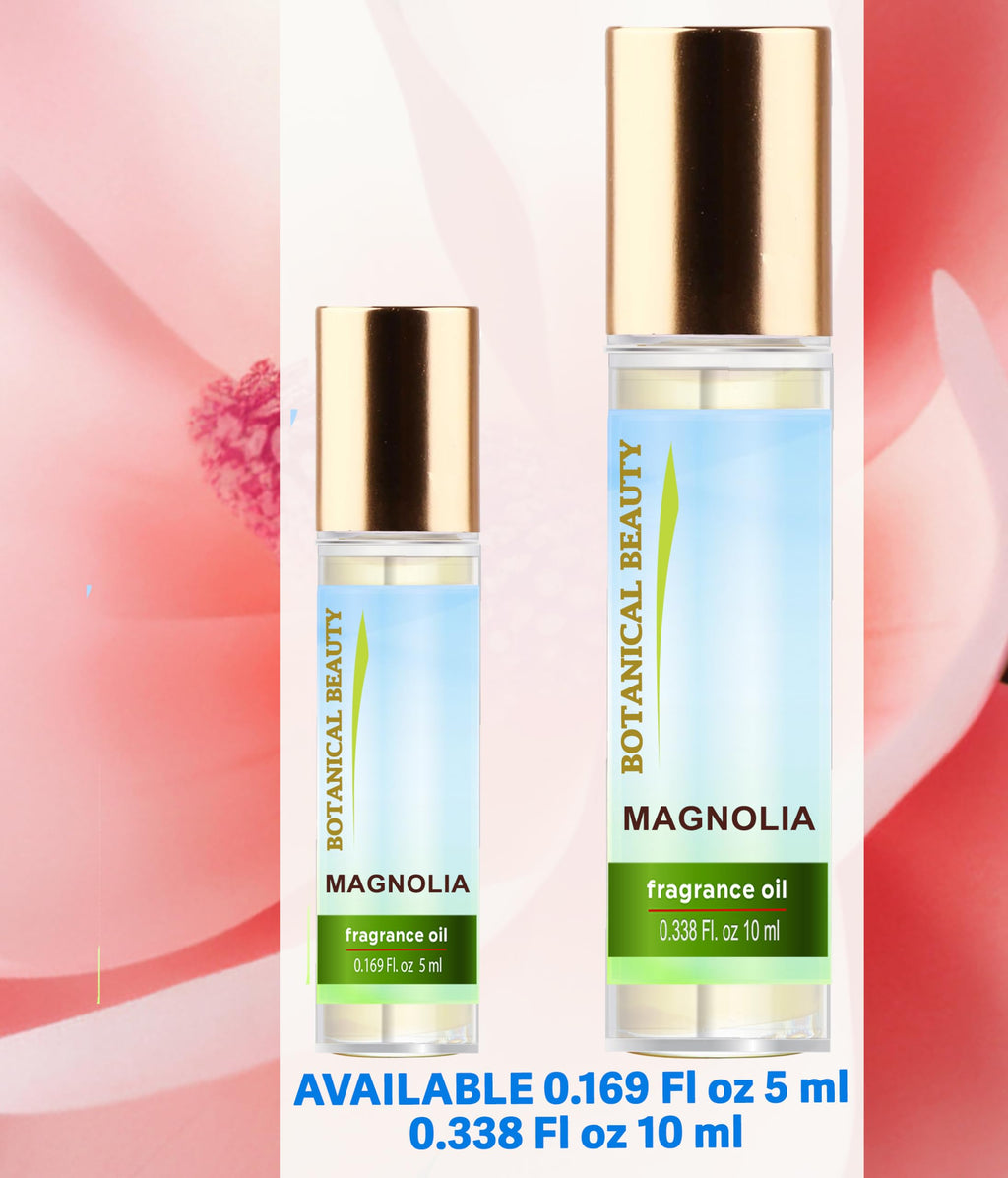 Botanical Beauty MAGNOLIA FRAGRANCE OIL ROLL-ON 0.169 Fl Oz 5 ml Rollerball Perfume, Long Lasting an luxury scent of blend of Jasmine, Rose, Ylang-Ylang, Orange Blossom, Tuberose, Magnolia Blossom