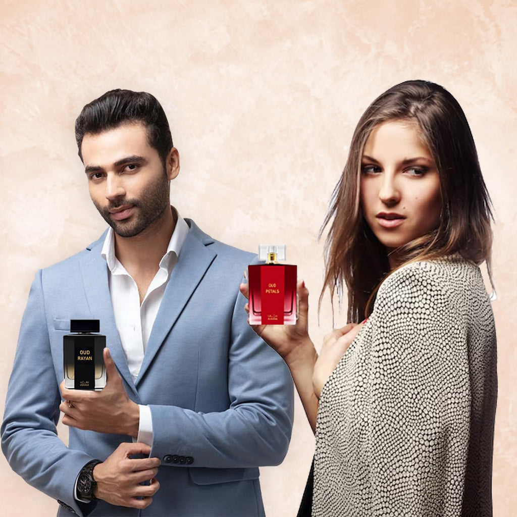 RAYAN Oud Perfume Bundle - Long Lasting Arabian Eau De Parfum 100mL (3.34 Fl oz) Each, Modern Arabian Fragrances with Oud, Sandalwood, Rose, Musk, Jasmine & More - Ideal Valentine's Day Gift Set