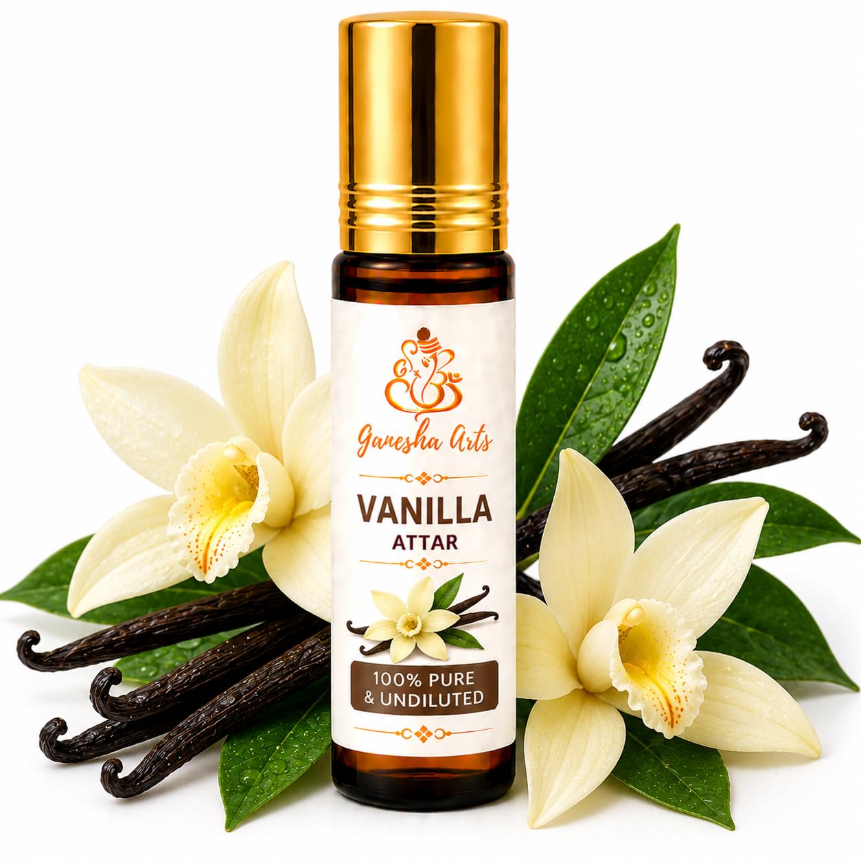 Ganesha Arts Vanilla Attar Perfume Oil | Premium Alcohol Free Fragrance, 10 ML