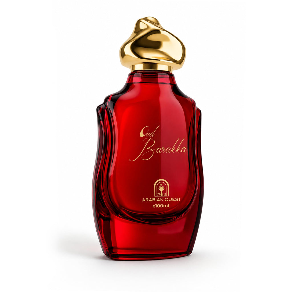 ARABIAN QUEST OUD BARAKKA Extrait de Parfum 100ml (3.3 Fl Oz) | Long-Lasting Niche Unisex Floral Woody Oriental Fragrance with Bulgarian Rose, Guaiac Wood & Agarwood