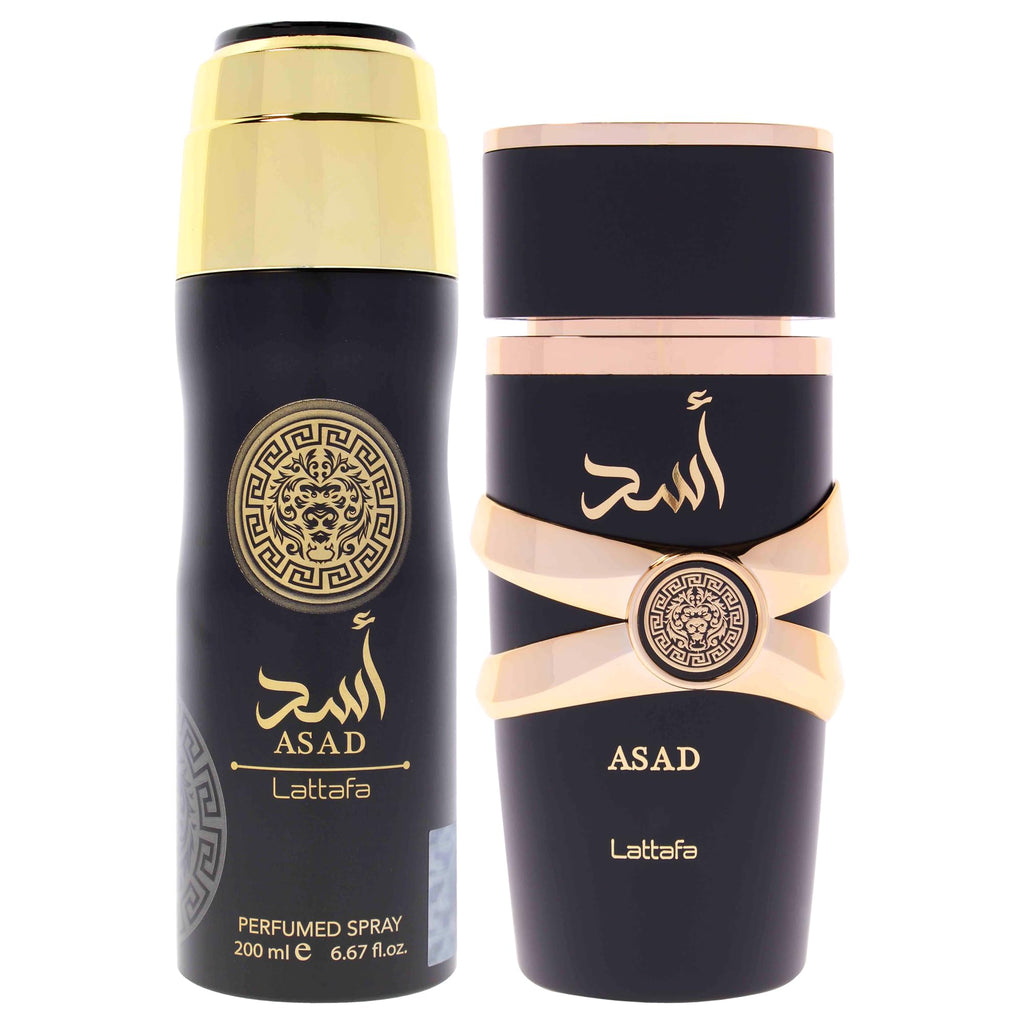 Lattafa Asad 2 Pcs Gift Set With 100ml Edp + 200ml Perfumed Spray
