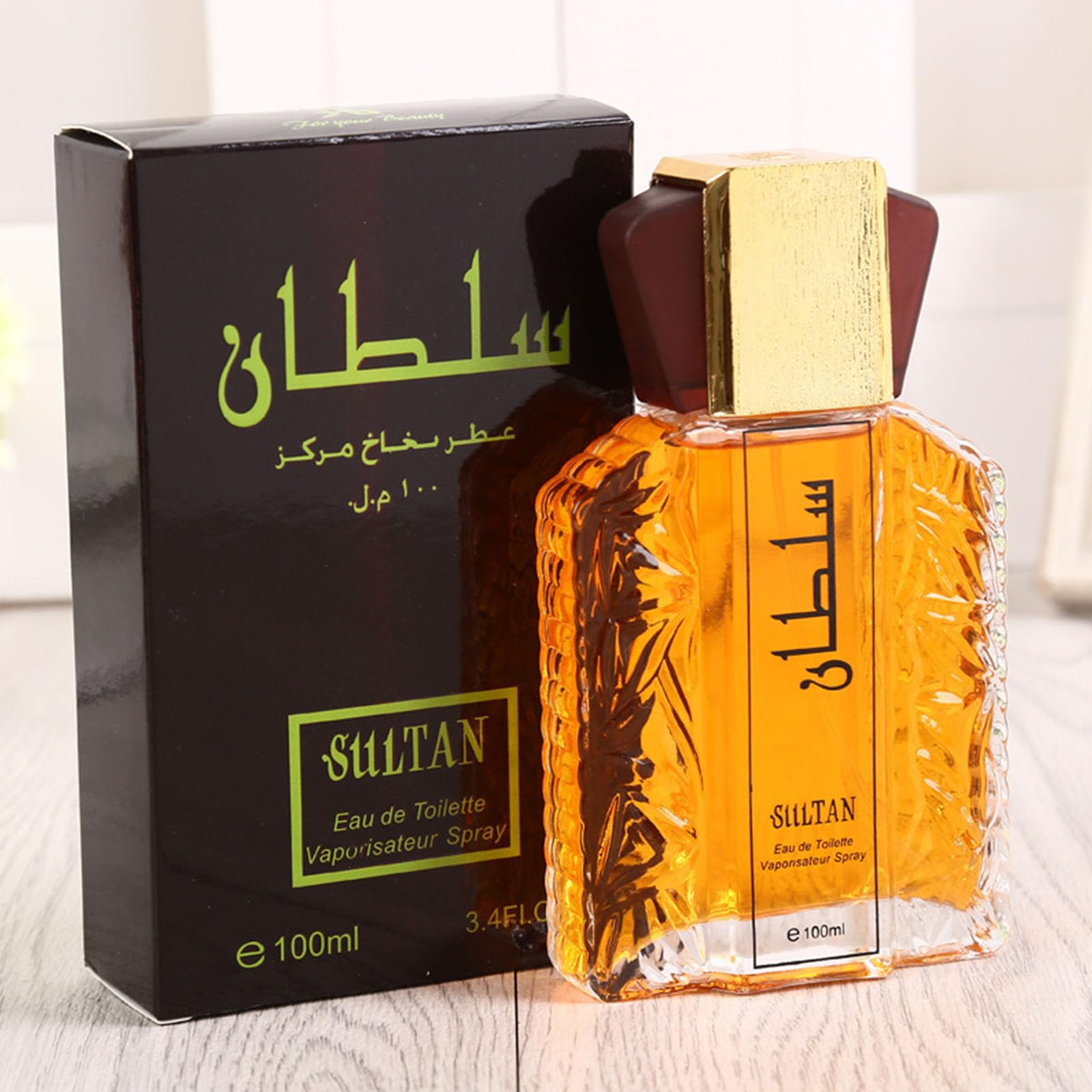 AJIEDSBHI Dubai Perfume for Men - Sultan Gold Oil, 3.4 Fl.oz Elegant & Long Lasting Scent, Exotic Arabian Spray (Black Box)