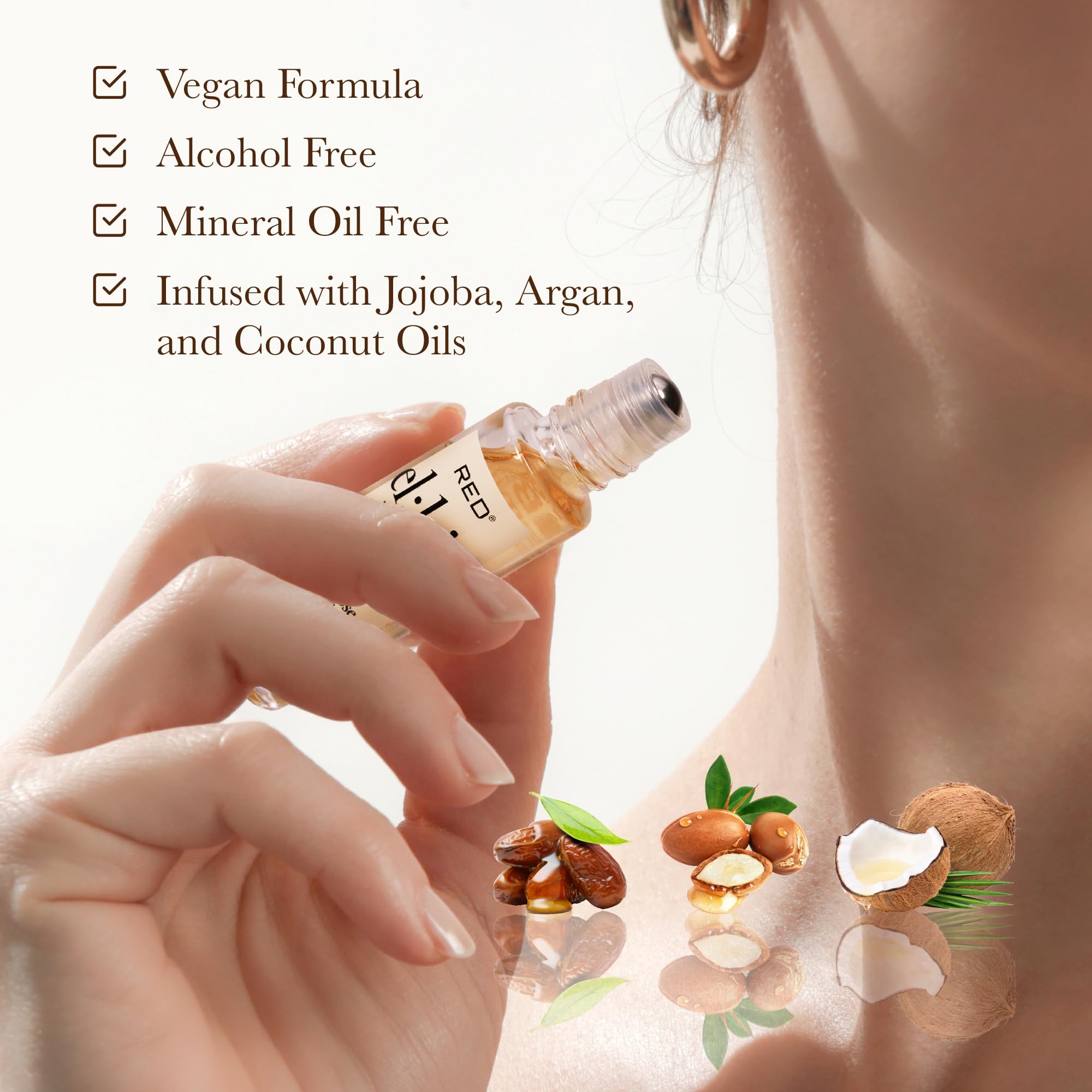 EL:KISS Roll On Perfume, Warm Vanilla & Amber Eau de Parfum 12mL (.40 Fl Oz), Hydrating & Long-Lasting, Alcohol-Free & Mineral Oil-Free, Infused with Jojoba, Argan & Coconut Oil