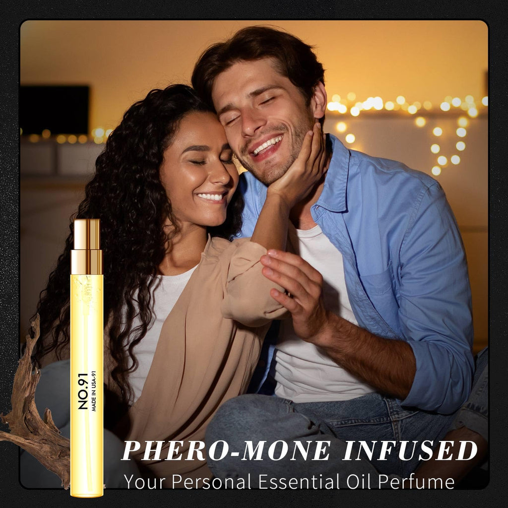 PUREU Pheromone Perfumes Oils for Women，Feromonas Perfumes for Men, Long Lasting Body Oil Fragrance Cologne Wife Christmas Gift Ideas Travel Size 0.4 oz/12 mL (Amber Vanilla)