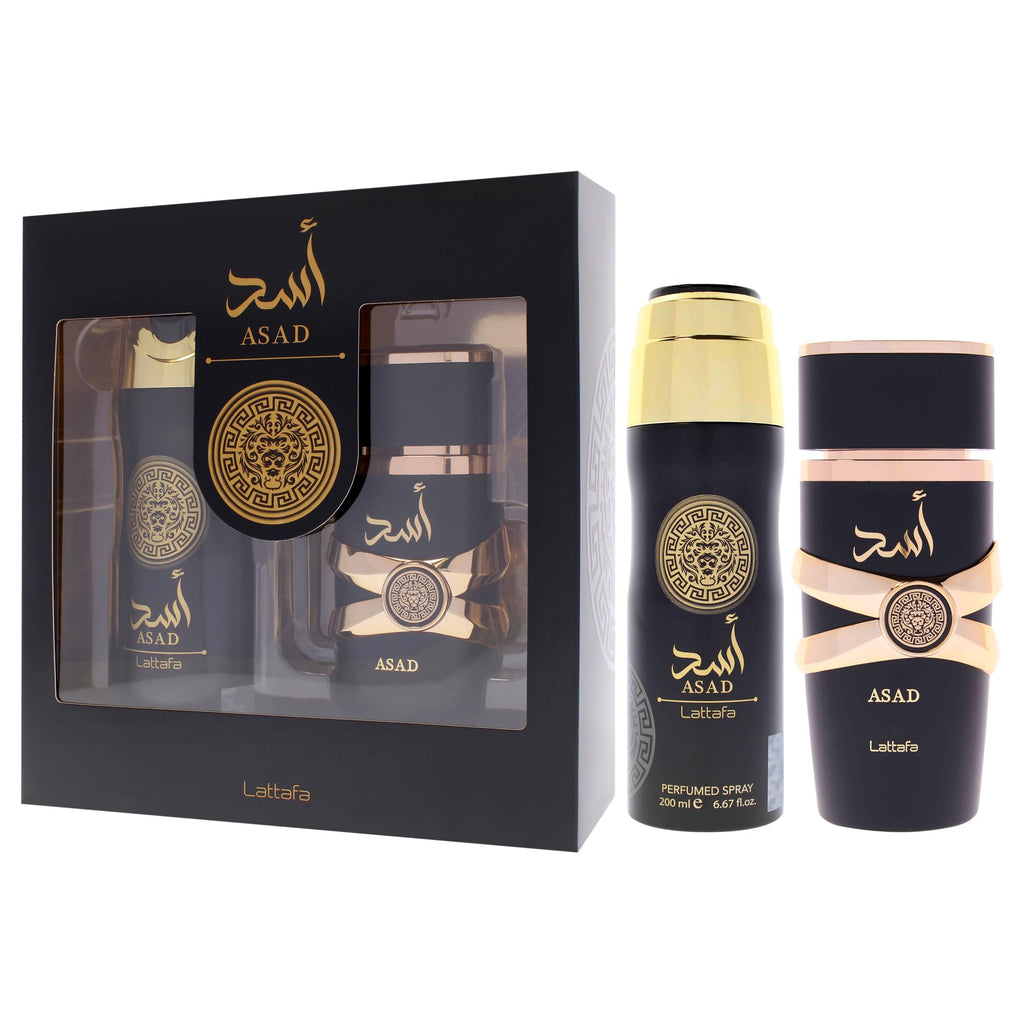 Lattafa Asad 2 Pcs Gift Set With 100ml Edp + 200ml Perfumed Spray