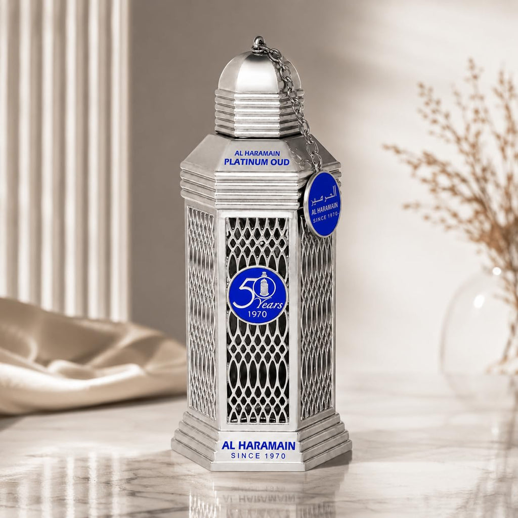 Al Haramain 50 Years Platinum Oud for Unisex Eau de Parfum Spray, 3.4 Ounce Limited Edition