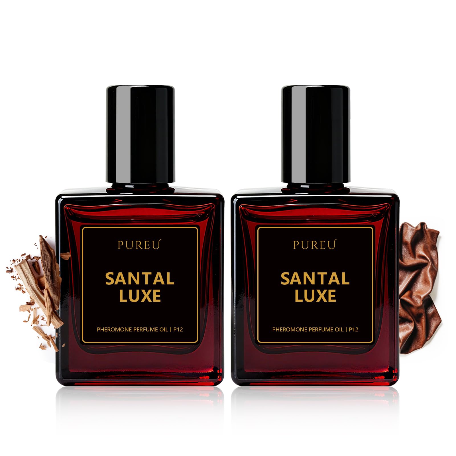 2 Pack Roll On Perfume Oil Pheromones Perfumes for Women, 0.34FL OZ/10ML Travel Size, Essential Oil Fragrance, Santal Luxe Scents Long Lasting Eau De Parfum, Made in USA