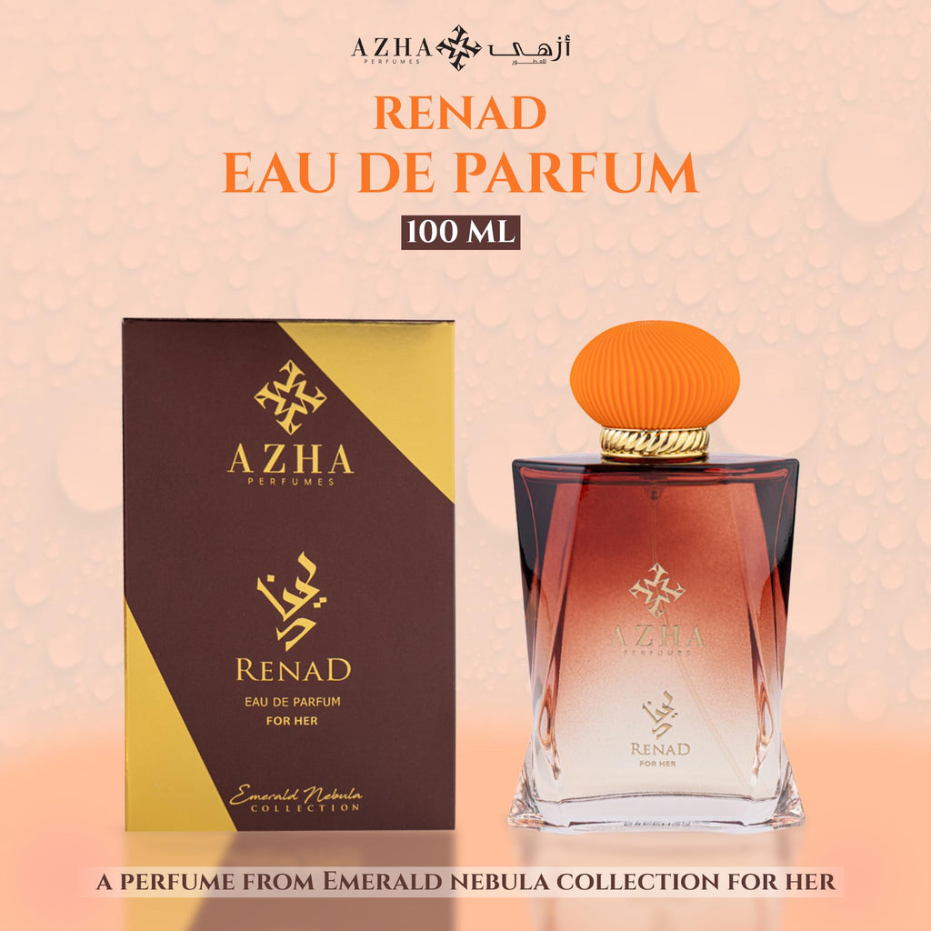 Azha Perfumes Emerald Nebula Renad Eau de Parfum for Women, 3.4 Fl Oz / 100 mL, Long Lasting Arabian Perfume Spray, Fresh Floral Woody Fragrance with Bergamot, Jasmine, Cedarwood, Luxury Scent