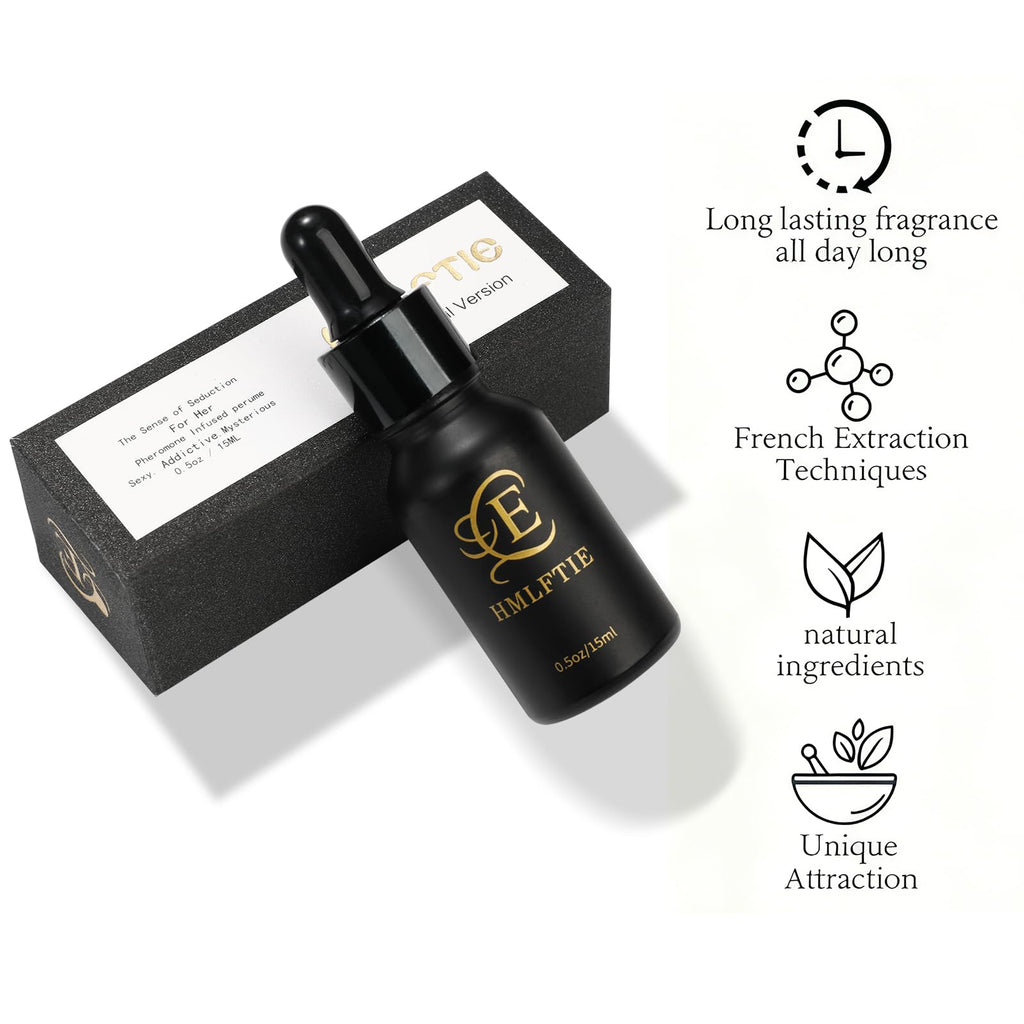 HMLFTIE Women's Natural Pheromone Perfume Oil, Sweet Rose & Jasmine Fragrance, Long-Lasting Alcohol-Free, 0.5 fl oz Travel Size, Vegan & Cruelty-Free
