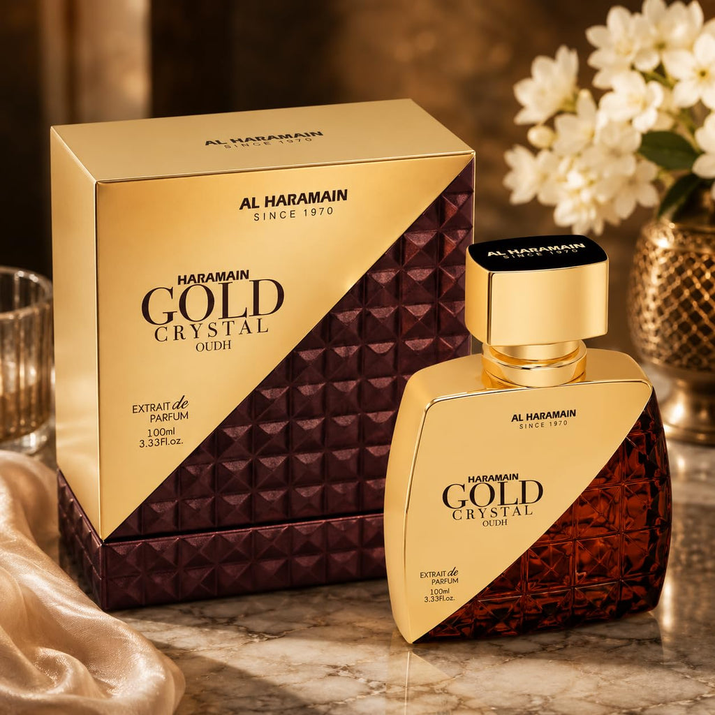 Al Haramain Gold Crystal Oudh Extrait de Parfum Spray for Men, 3.4 Ounce