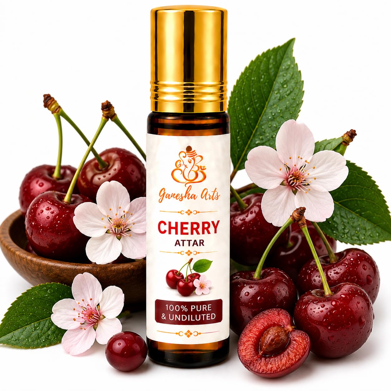 Ganesha Arts Cherry Attar Perfume Oil | Premium Alcohol Free Fragrance, 10 ML