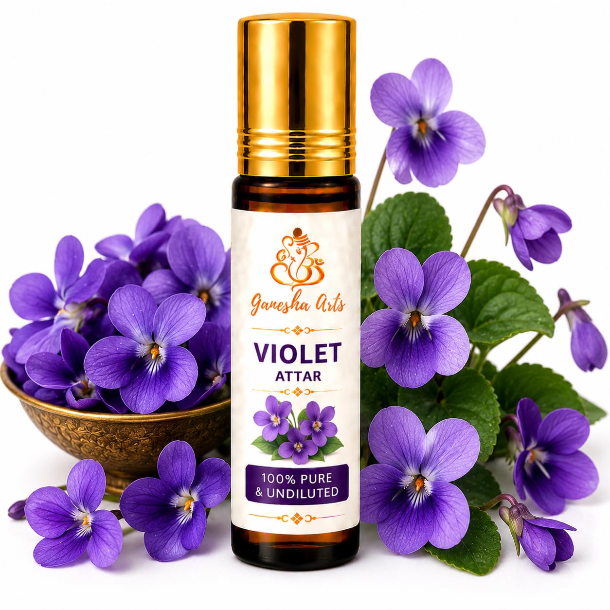 Ganesha Arts Violet Attar Perfume Oil | Premium Alcohol Free Fragrance, 10 ML