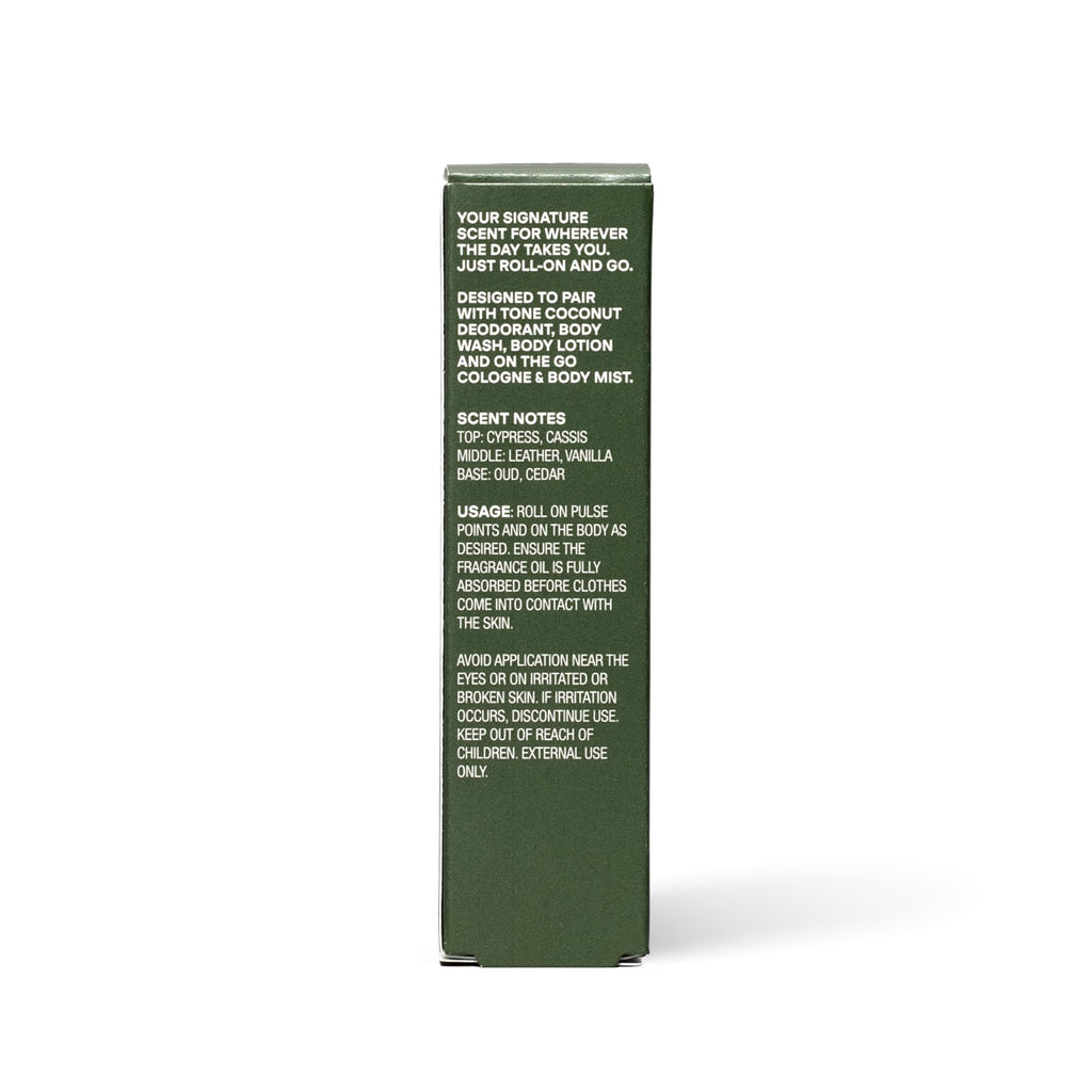 TONE Fragrance Oil - Woodland | Roll-on | Notes of Oud, Leather, and Sandalwood | Perfume Cologne Oil | Travel Size, 0.85 oz