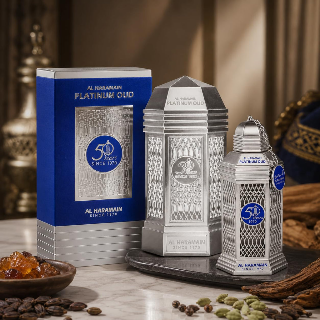 Al Haramain 50 Years Platinum Oud for Unisex Eau de Parfum Spray, 3.4 Ounce Limited Edition