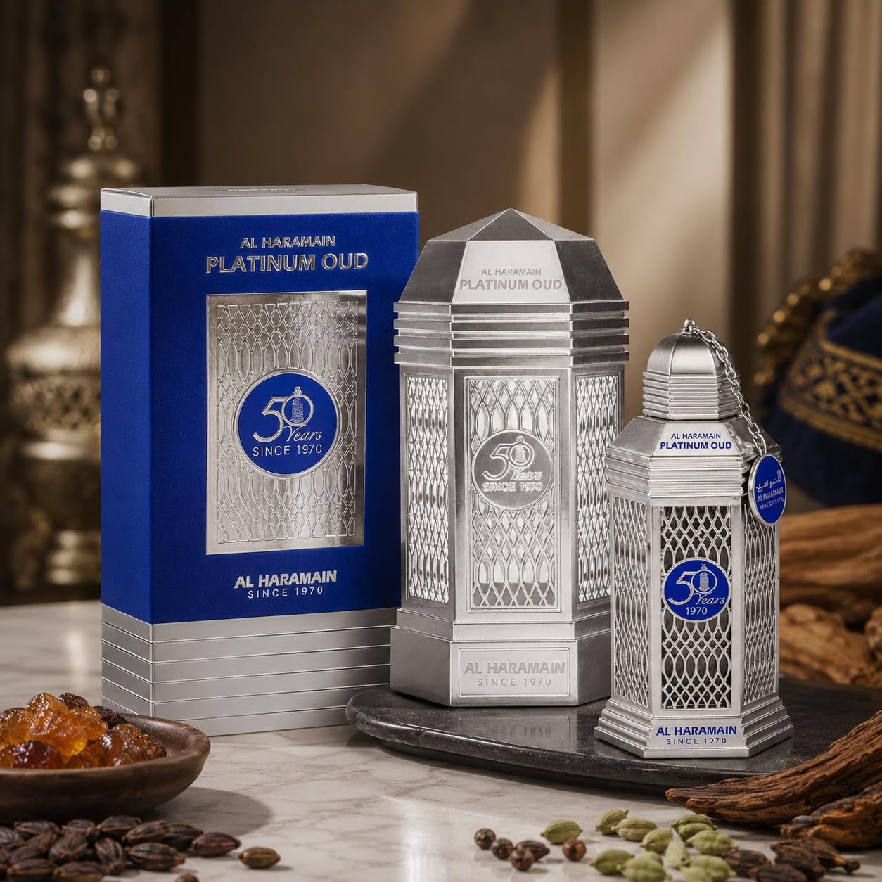Al Haramain 50 Years Platinum Oud for Unisex Eau de Parfum Spray, 3.4 Ounce Limited Edition